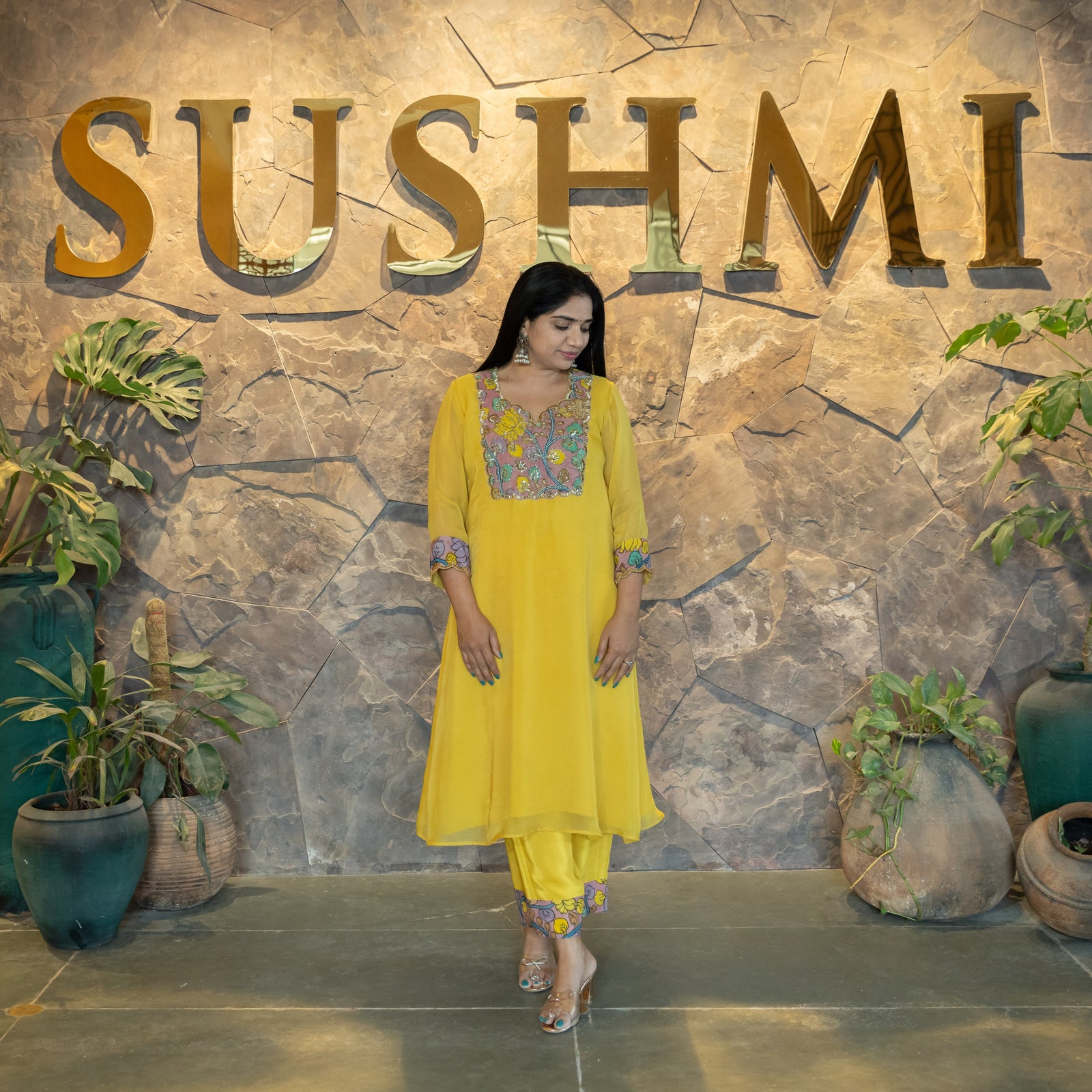 Organza and Pen Kalamkari Fusion Coordset