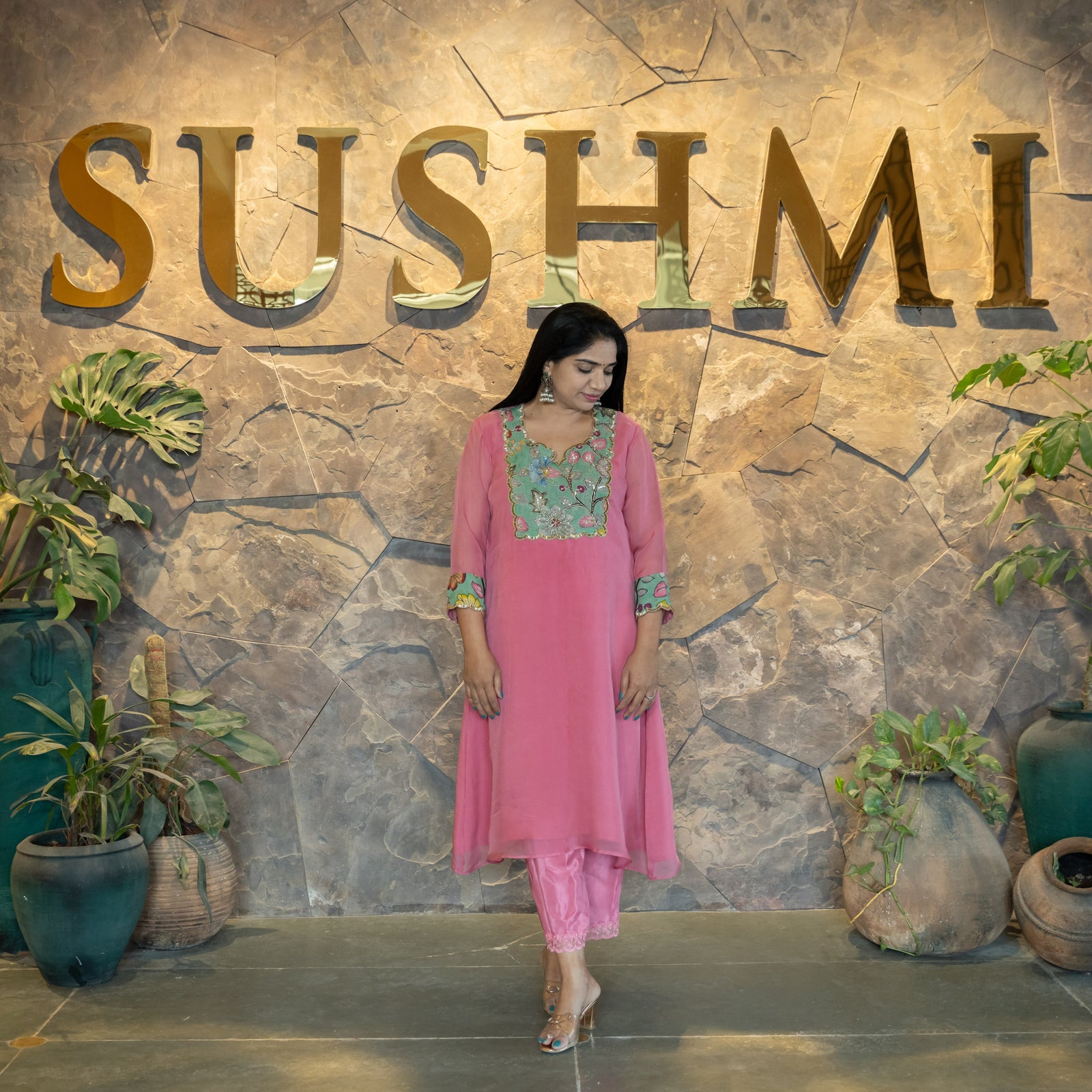 Organza and Pen Kalamkari Fusion Coordset