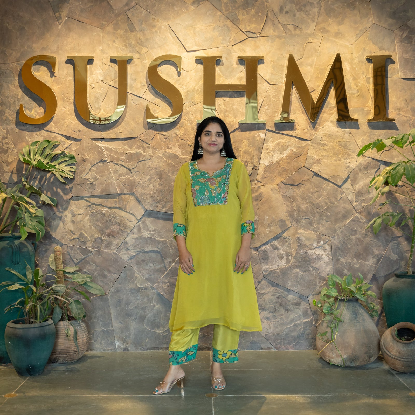 Organza and Pen Kalamkari Fusion Coordset