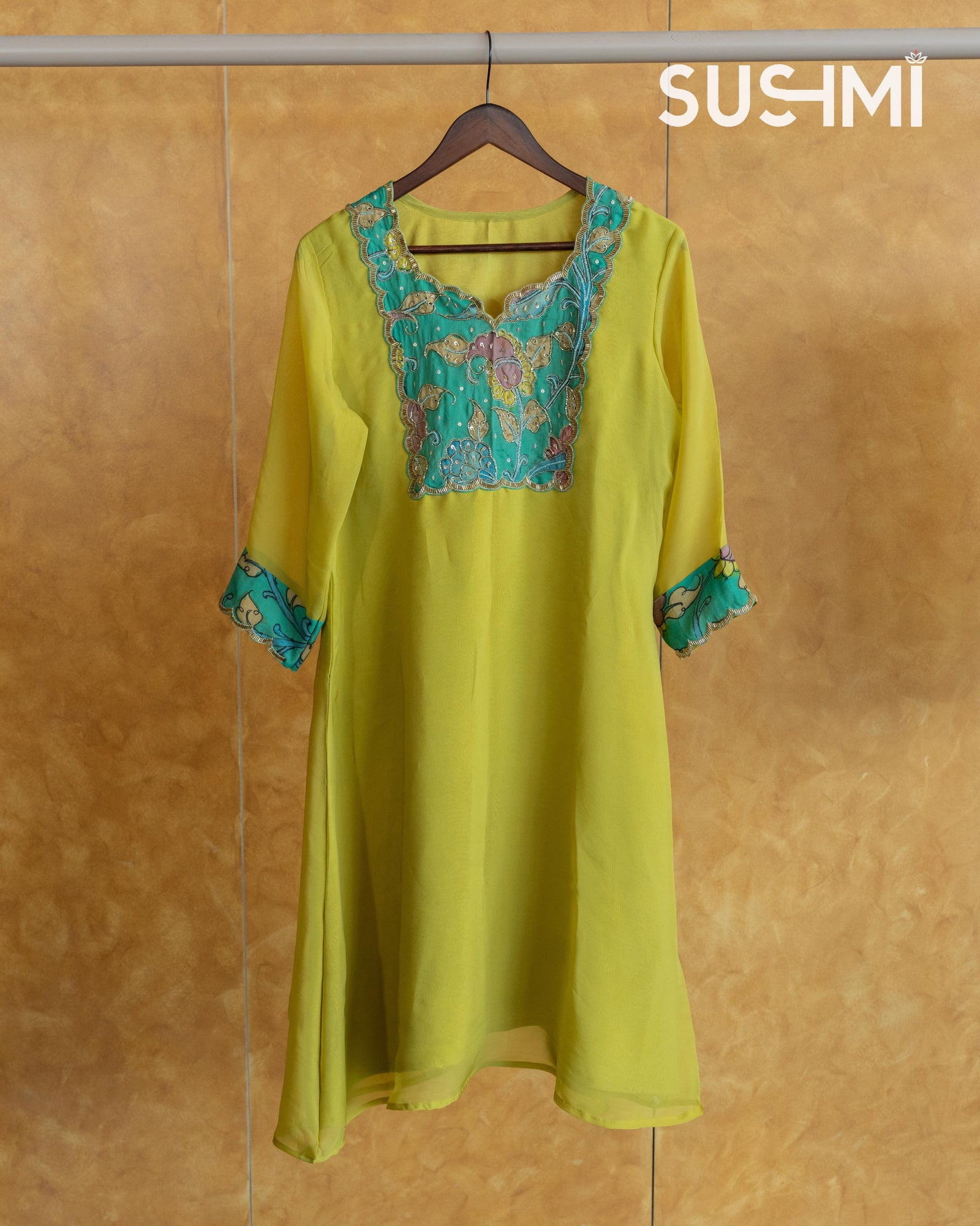 Organza and Pen Kalamkari Fusion Coordset