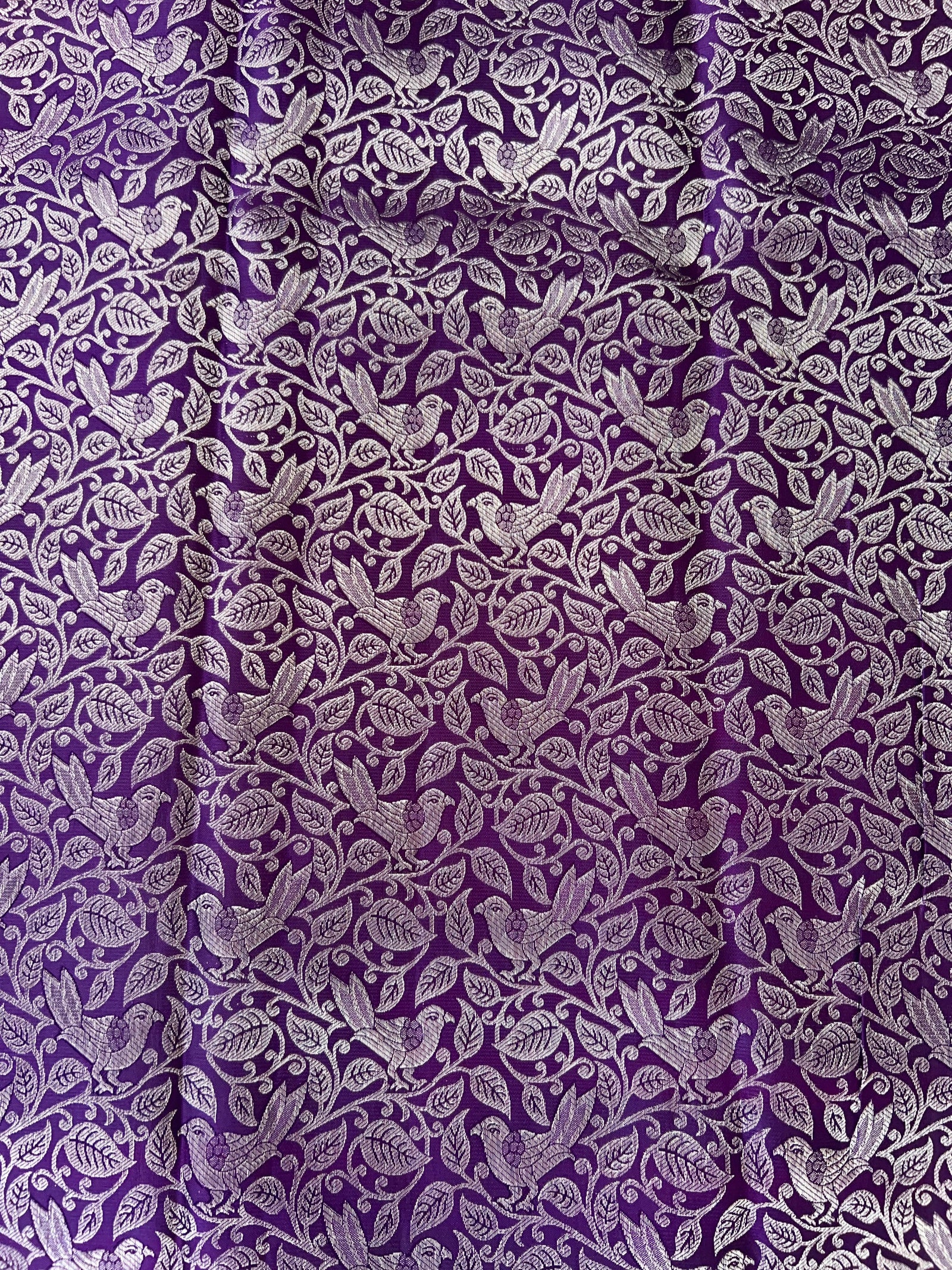 Royal Lavender Pure Kanchi Pattu Saree with Antique Gold Zari & Bird Vine Motif