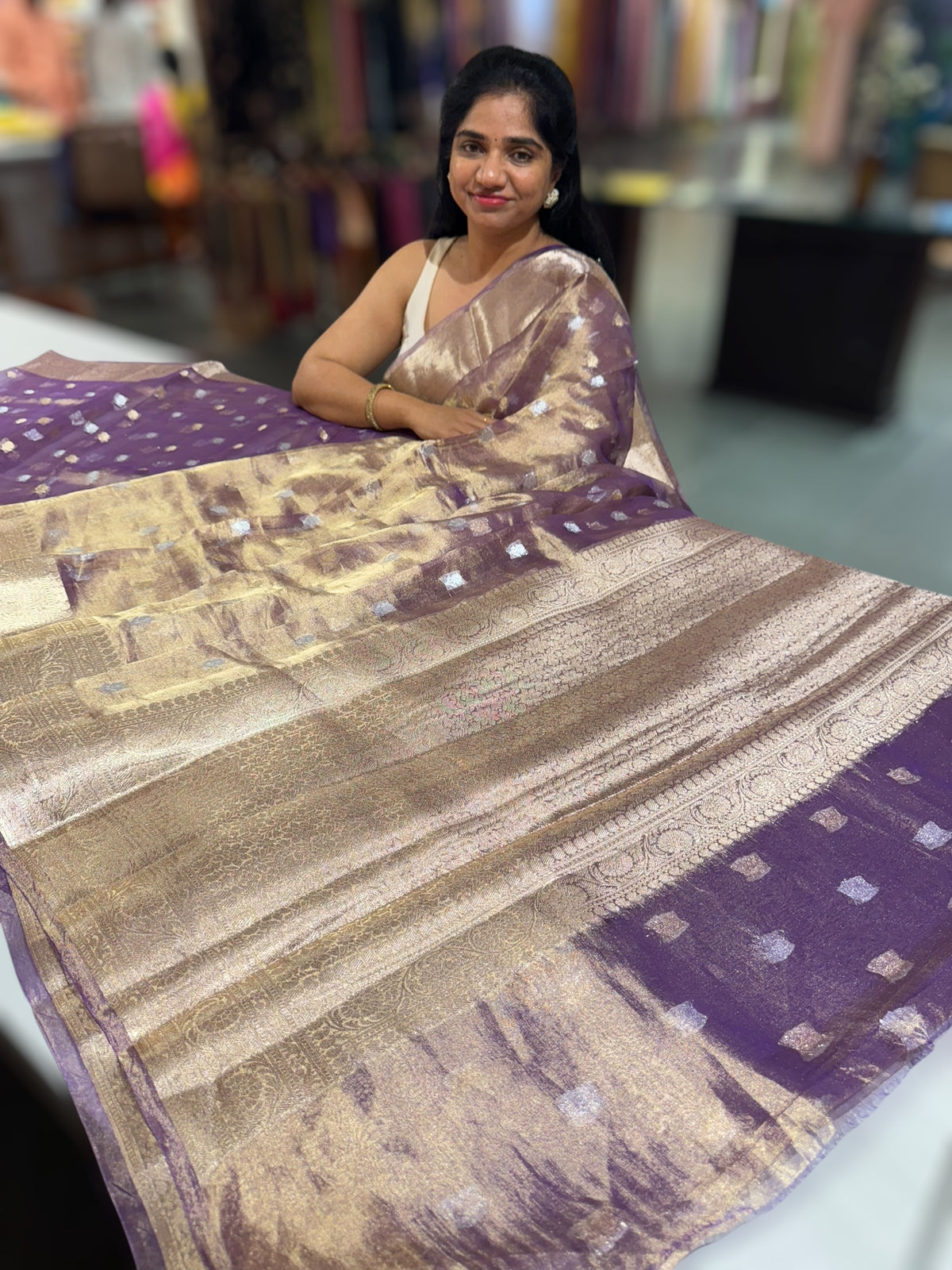 Purple Banarasi Gold Tissue Saree