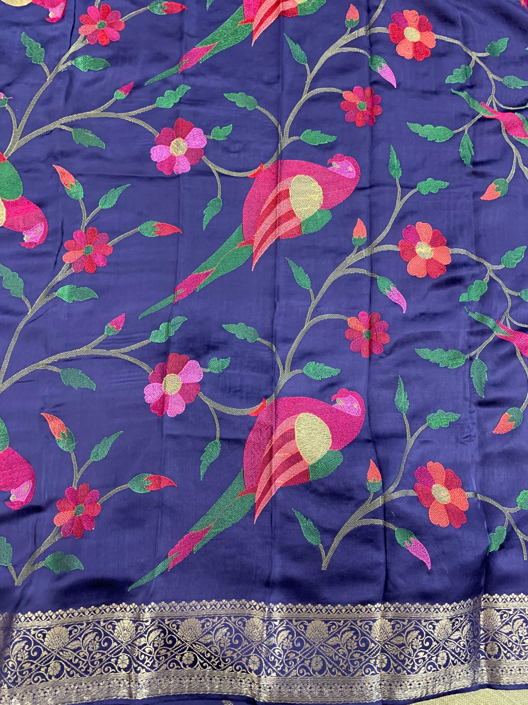 Violet Mashru Silk Saree with Paithani inspired embroidered blouse