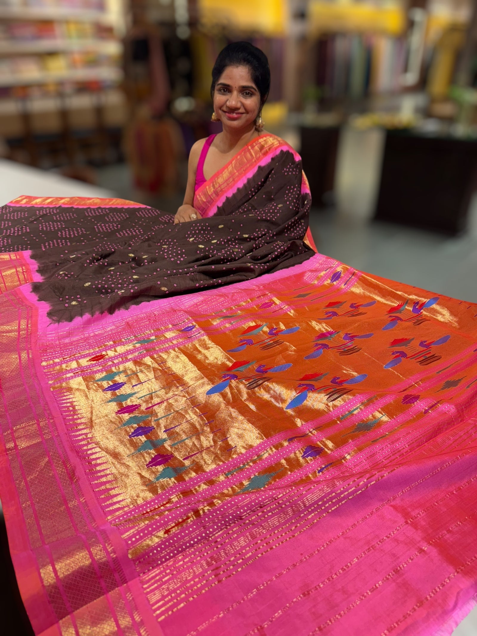 Pure handloom Bandhini paithani saree