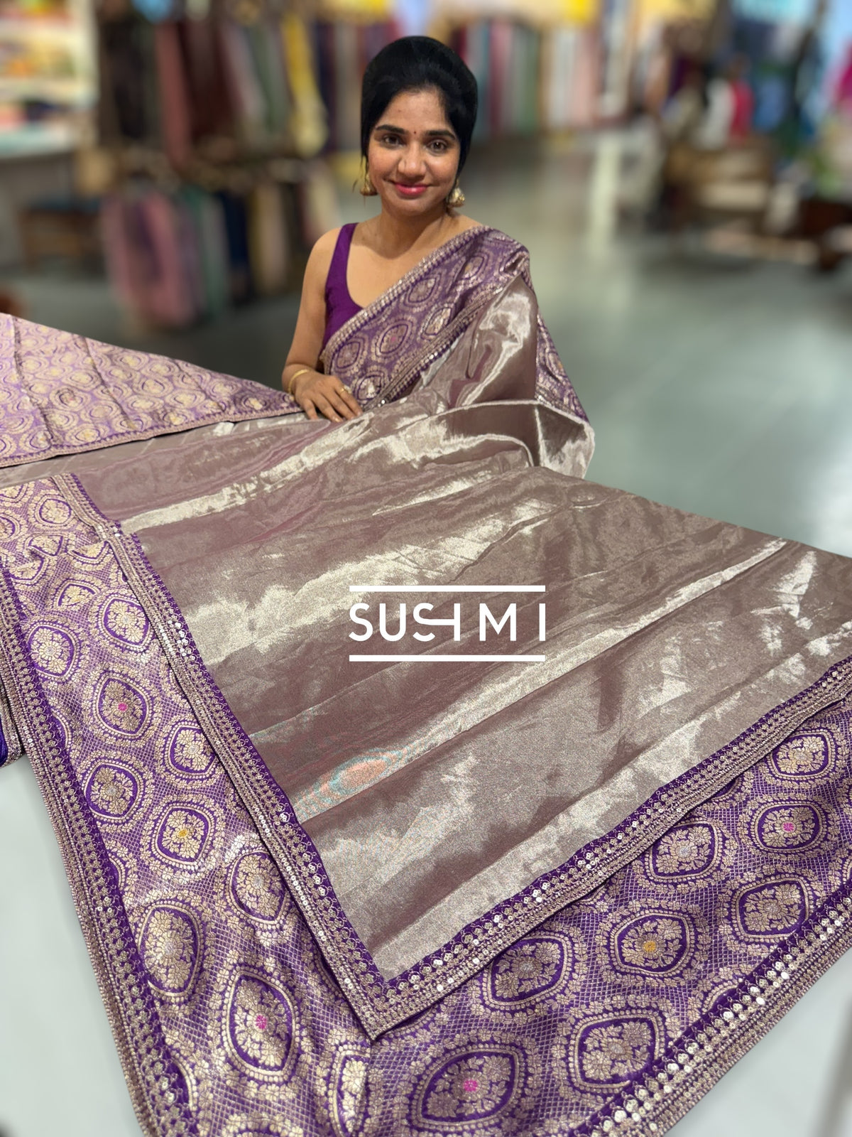 Lilac Fusion Banarasi Tissue Saree : S62109