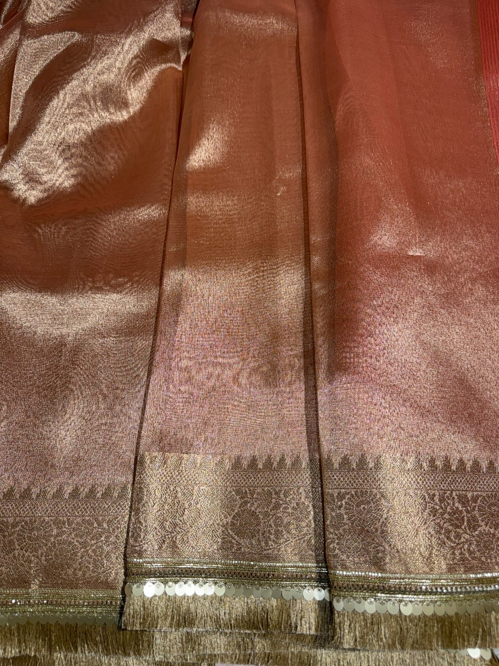 Peach Banarasi Tissue Saree