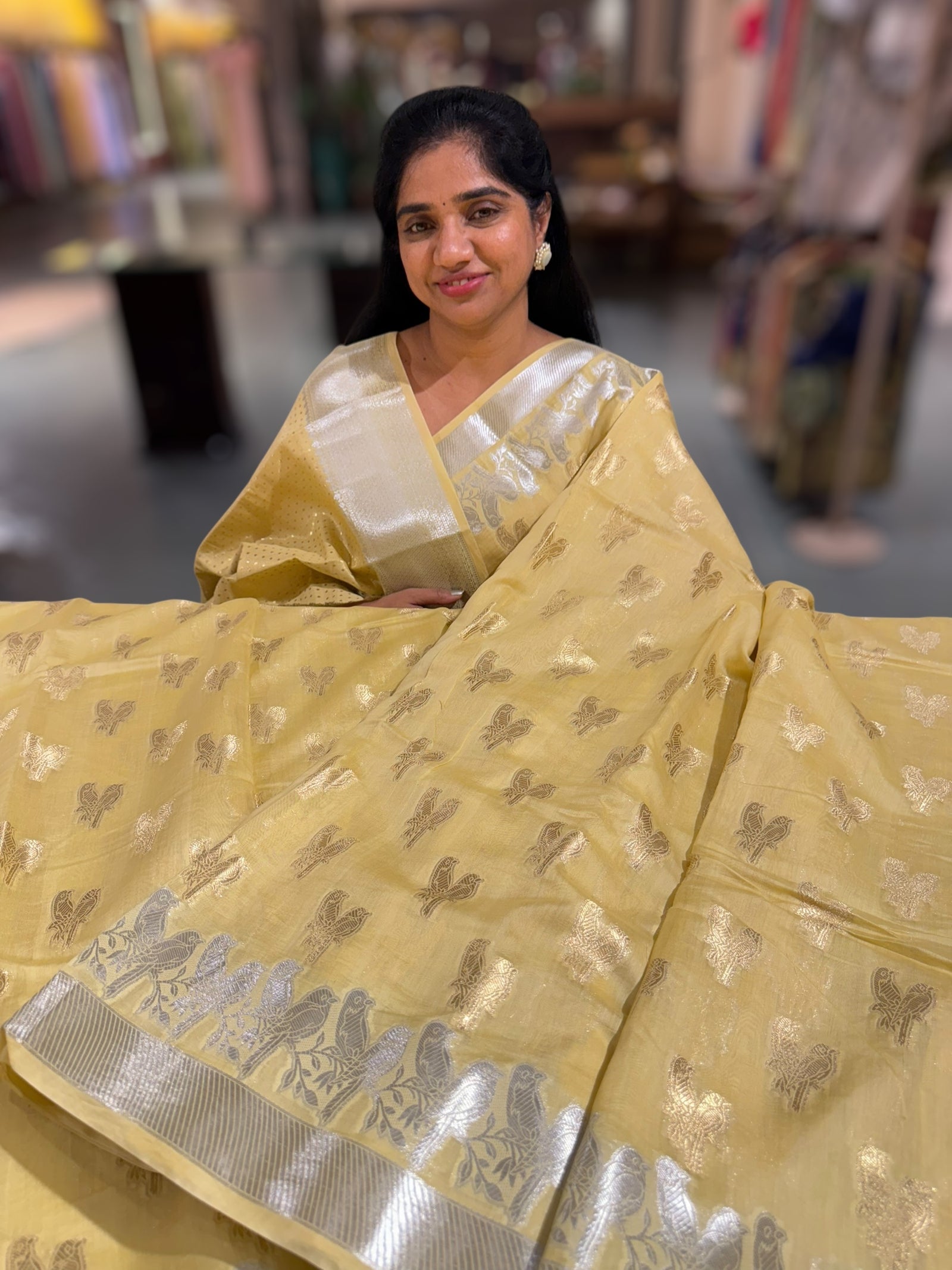 Pastel Yellow Banarasi Mul Silk Cotton Saree