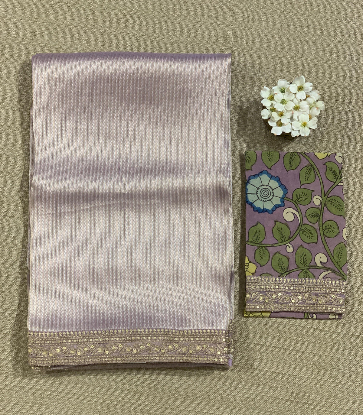 Lilac Banarasi brocade with sabyasachi borders and pen kalamkari Blouses