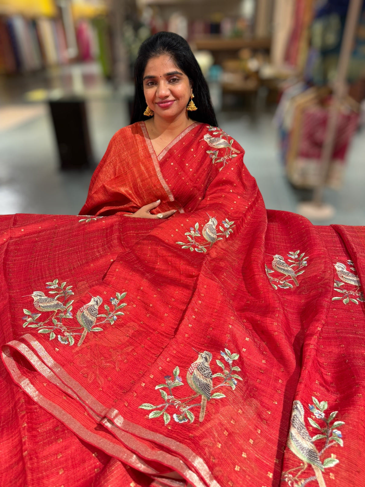 Red Tussar Kota Saree byloom Saree