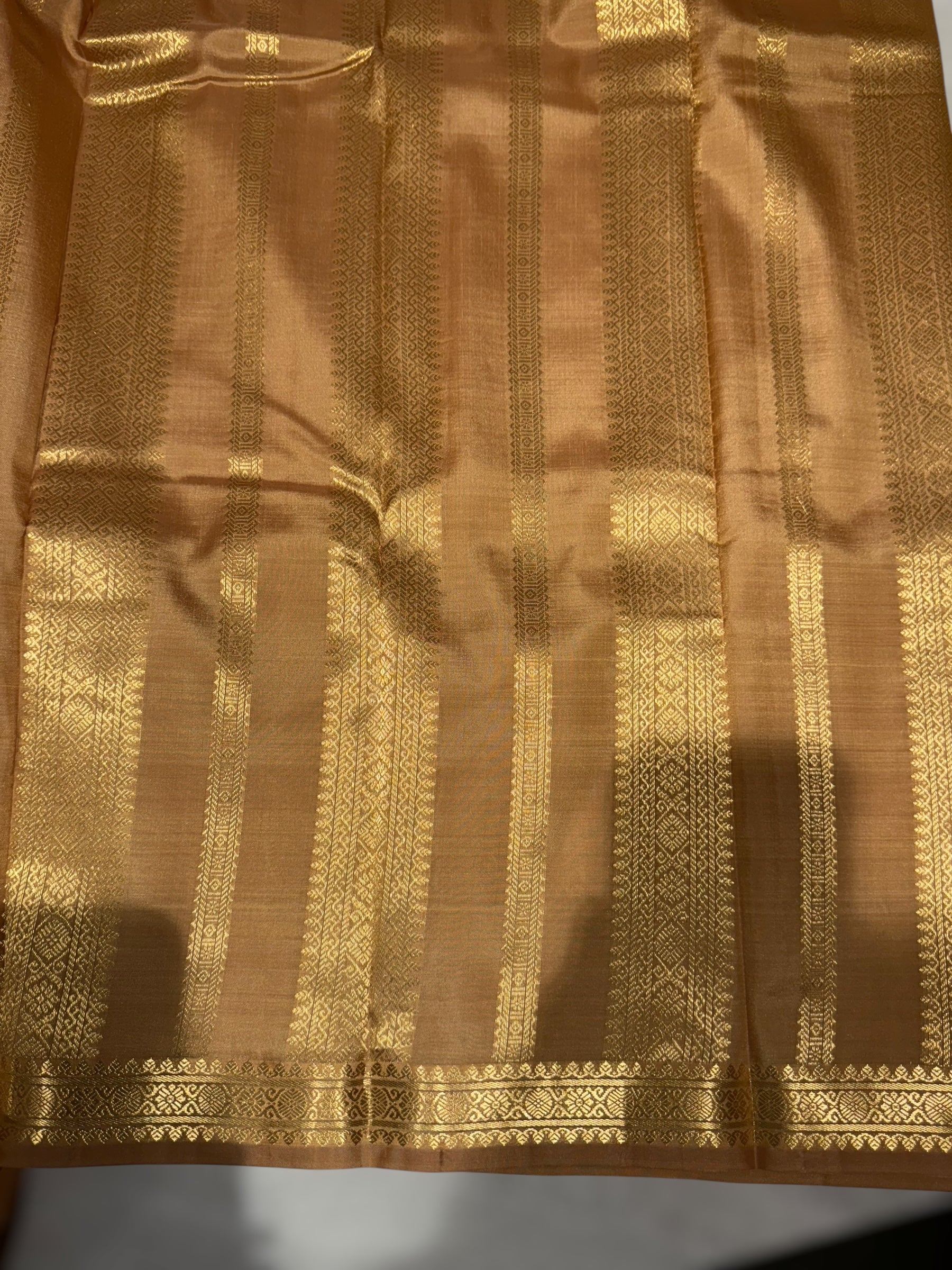 Beige Kanchi Vintage Saree with Petite Point Embroidered Blouse