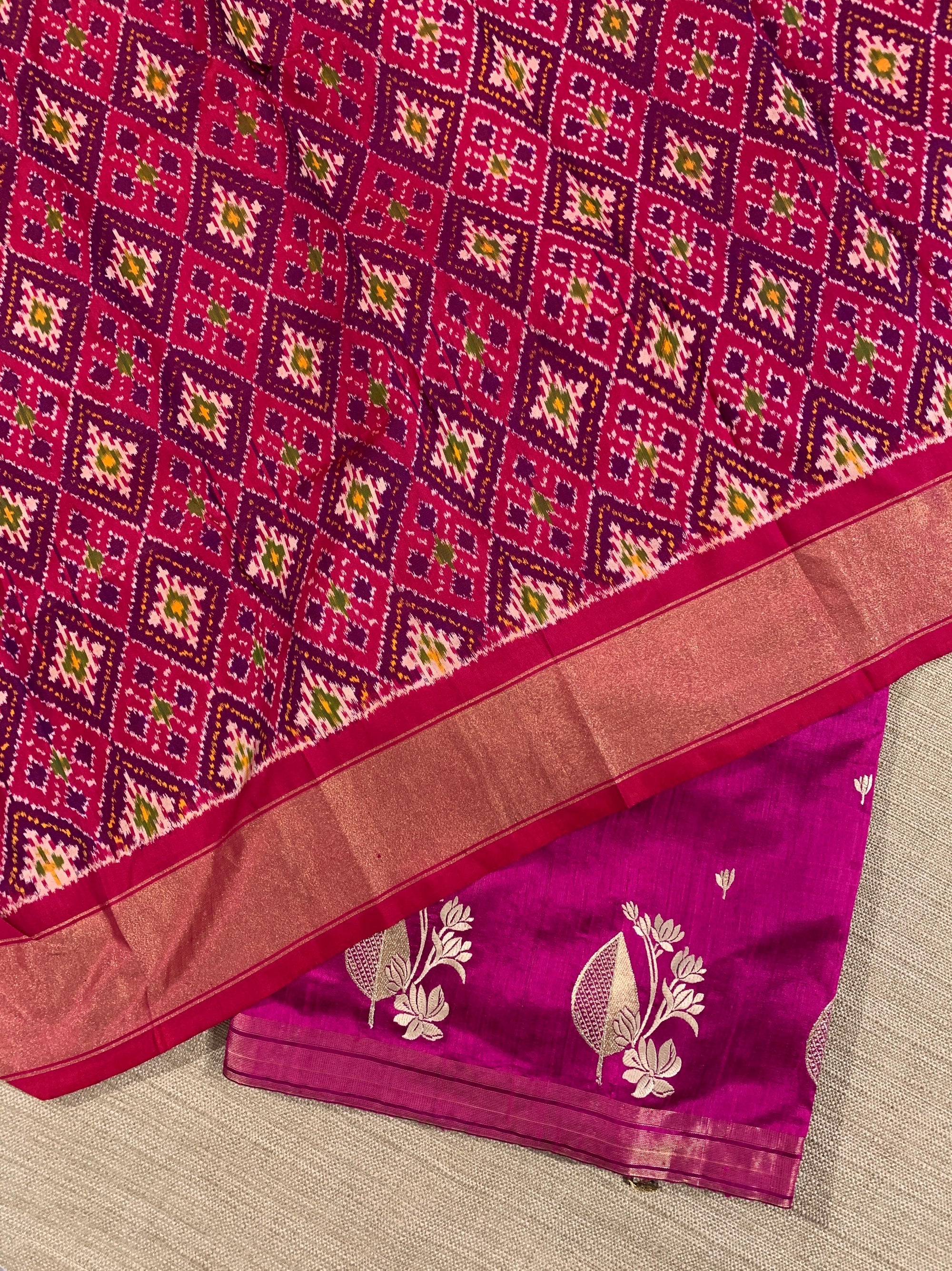 Majenta Pure Handloom Raw Silk Saree