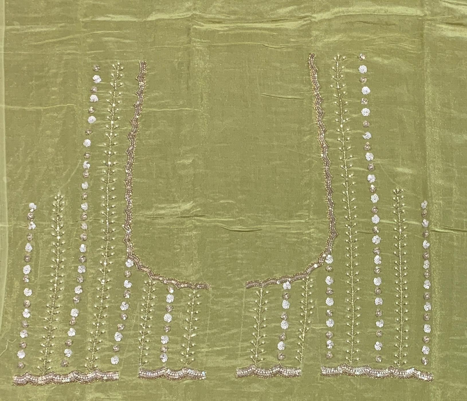 Tissue Gorgette Saree With Handwork Border and Blouse.
