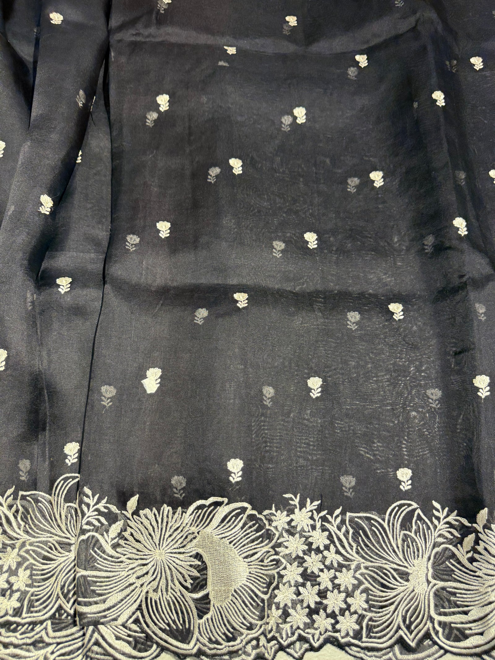 Black Organza with embroidery