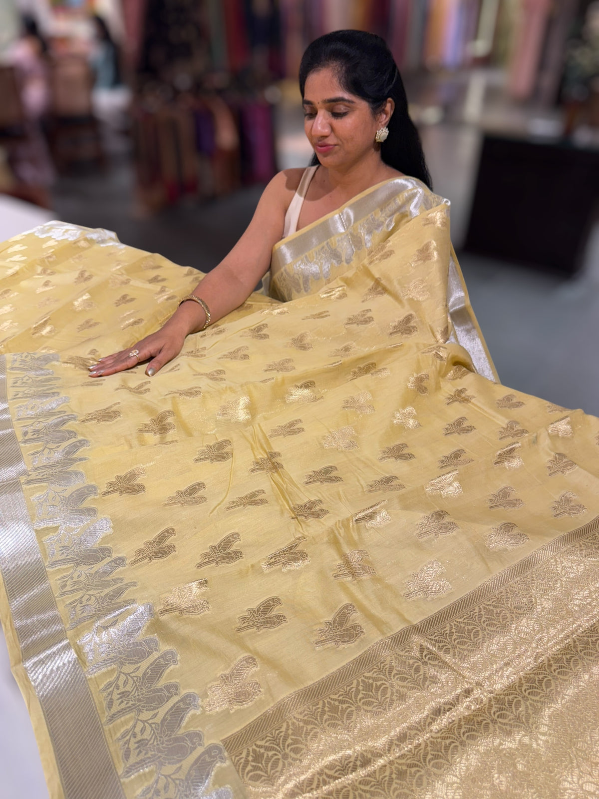 Pastel Yellow Banarasi Mul Silk Cotton Saree