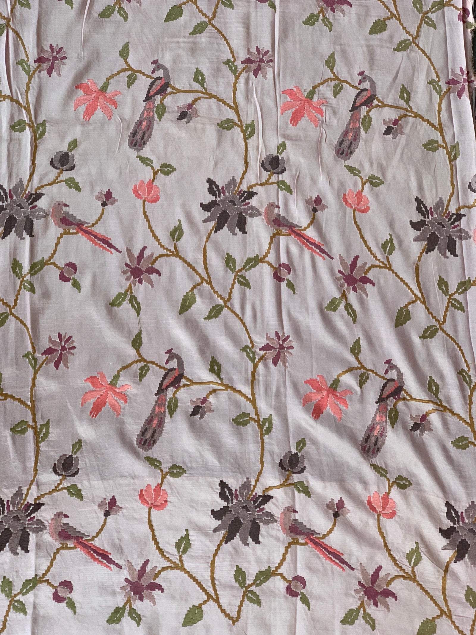 Pastel Pink Brocade Kanjeevaram with embroidery D62F037