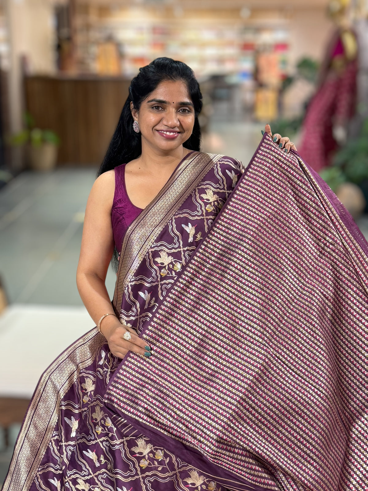 Wine Designer Banarasi Silk Saree