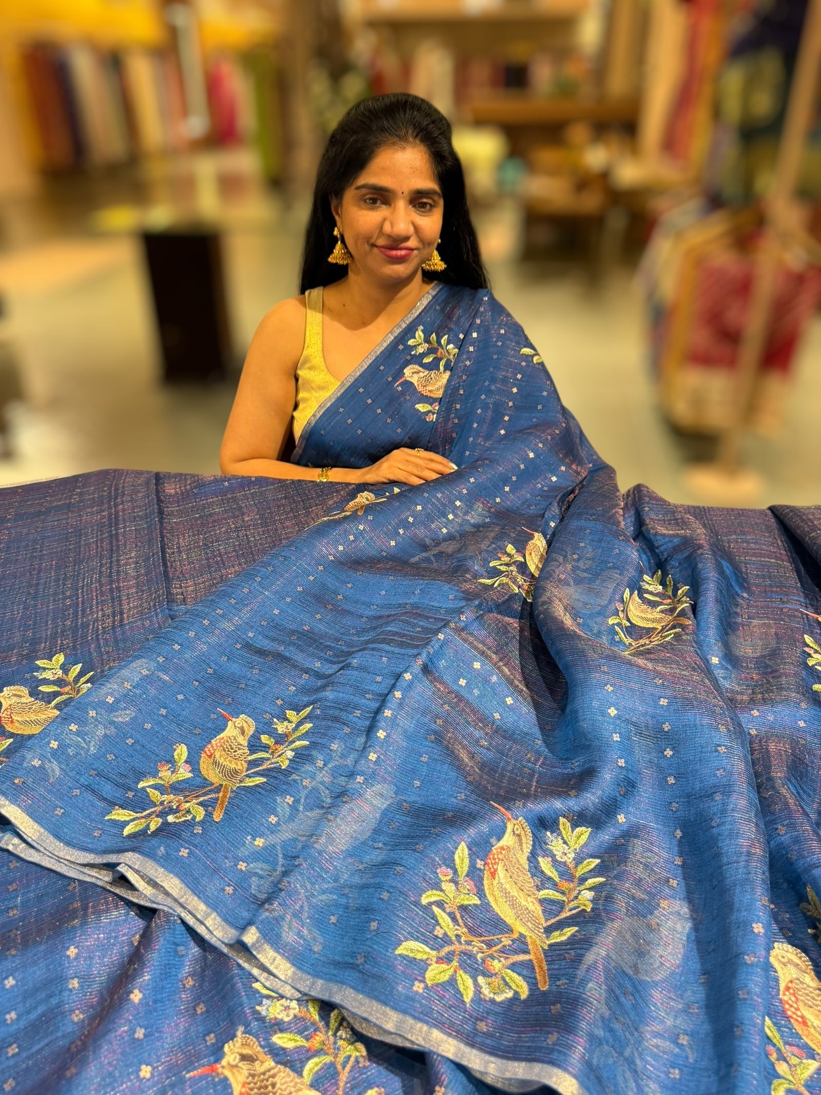 Blue Tussar Kota Saree byloom Saree