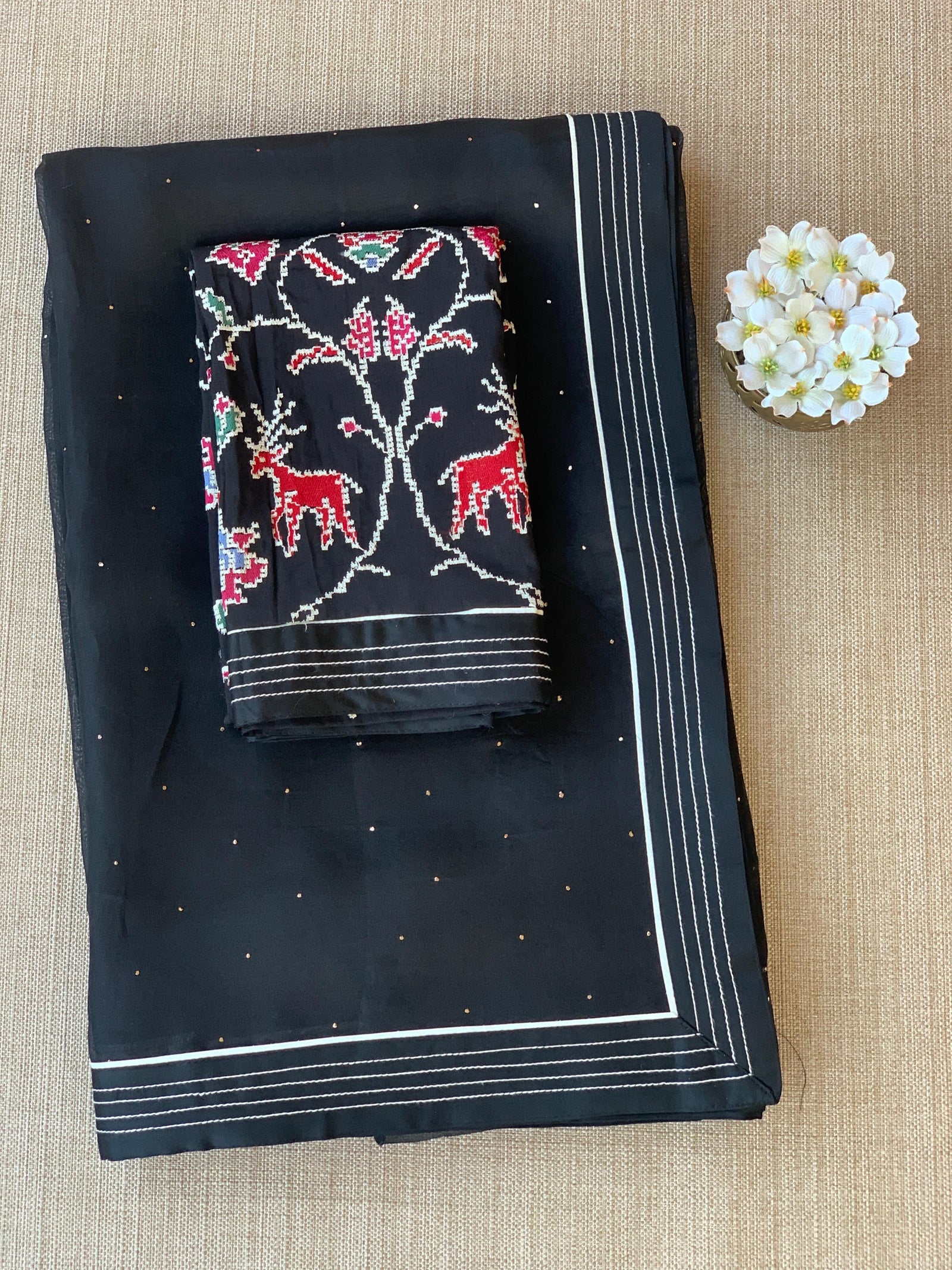 Black Organza Saree with embroidered blouse