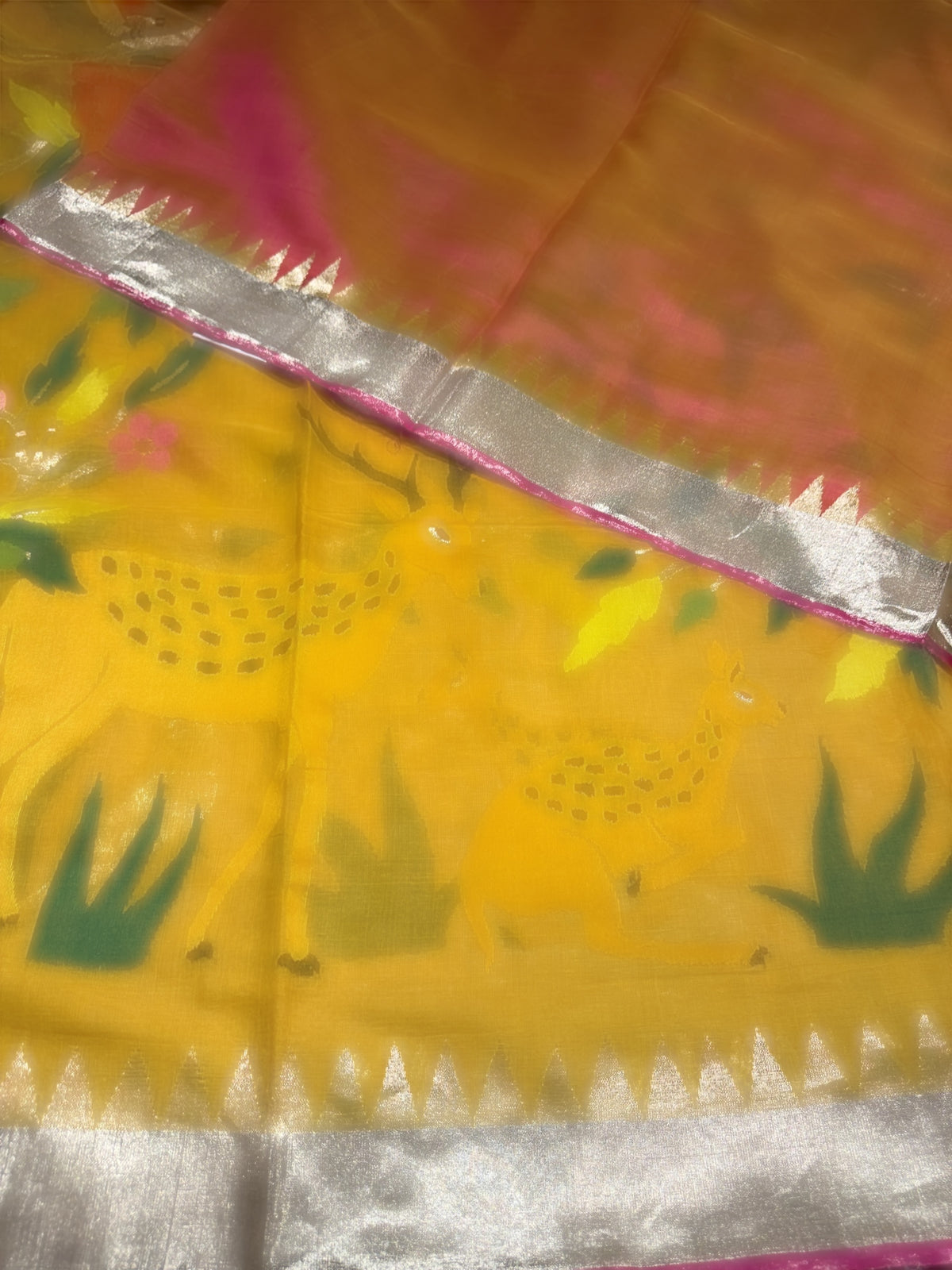 Mustard allover ponduru khadi jamdani