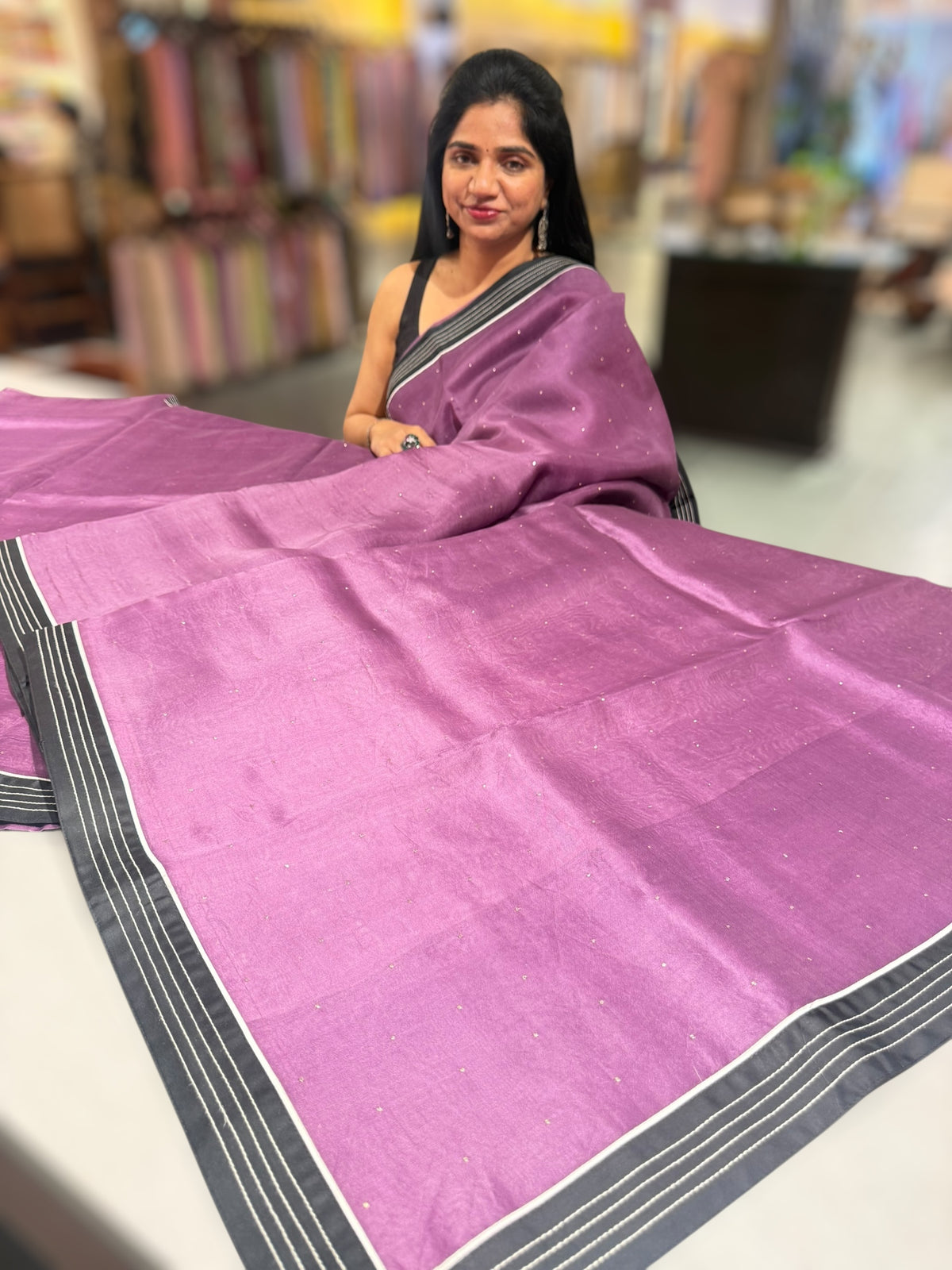 Winish purple Organza Saree with embroidered blouse