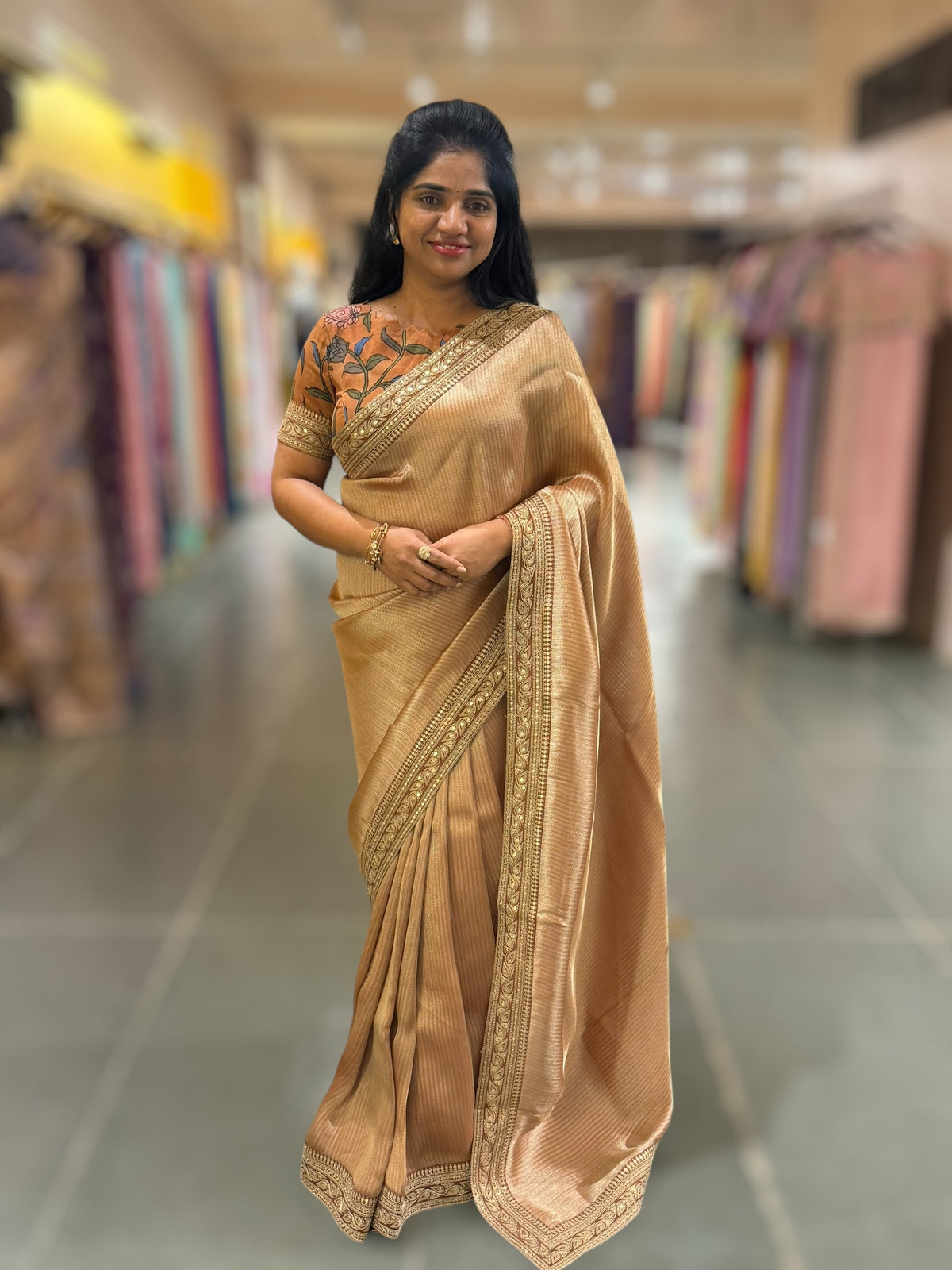 Rust Banarasi tonchoi with pen kalamkari Blouses