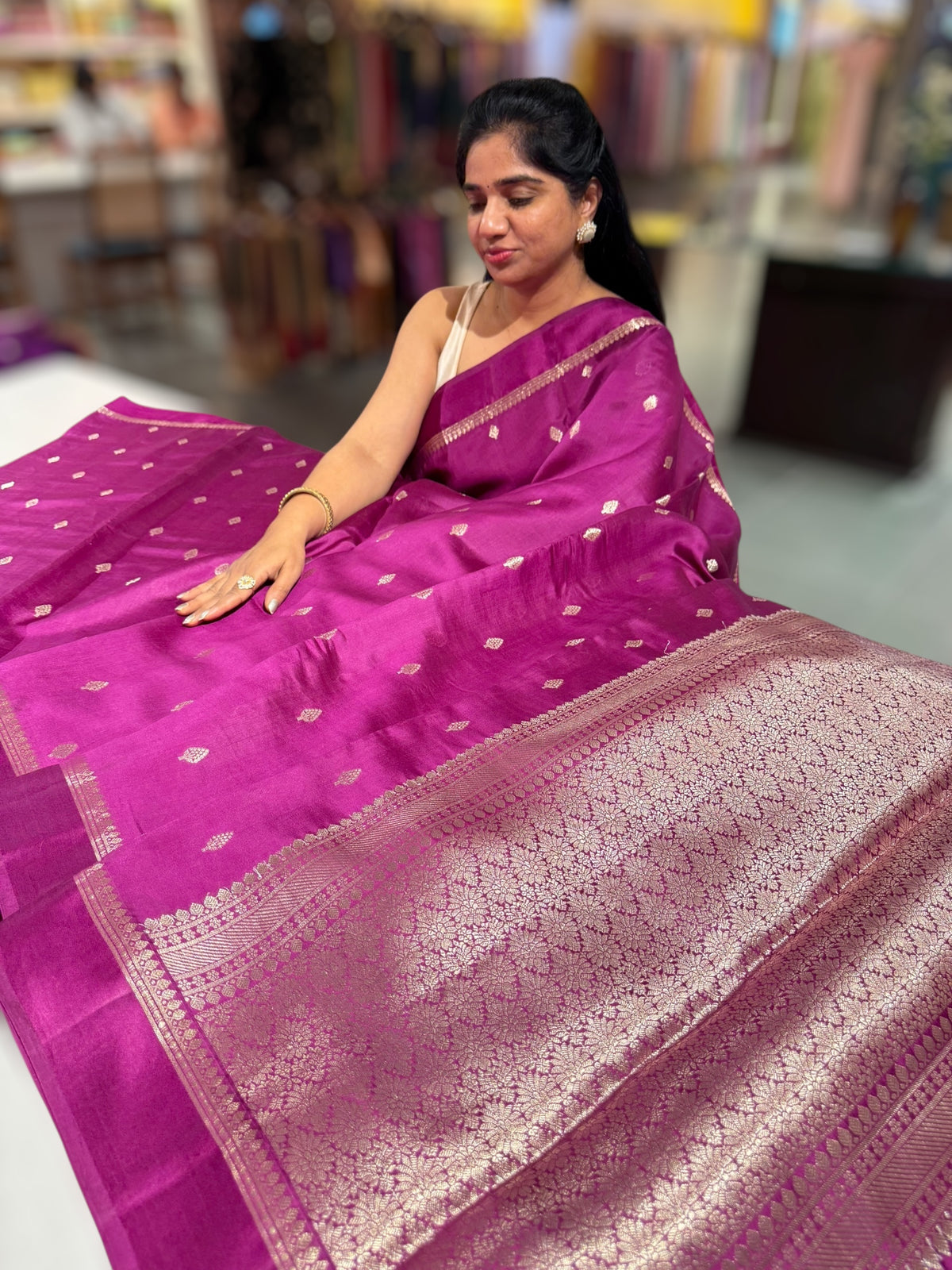Majenta Purple Banarasi Puna Silk Saree