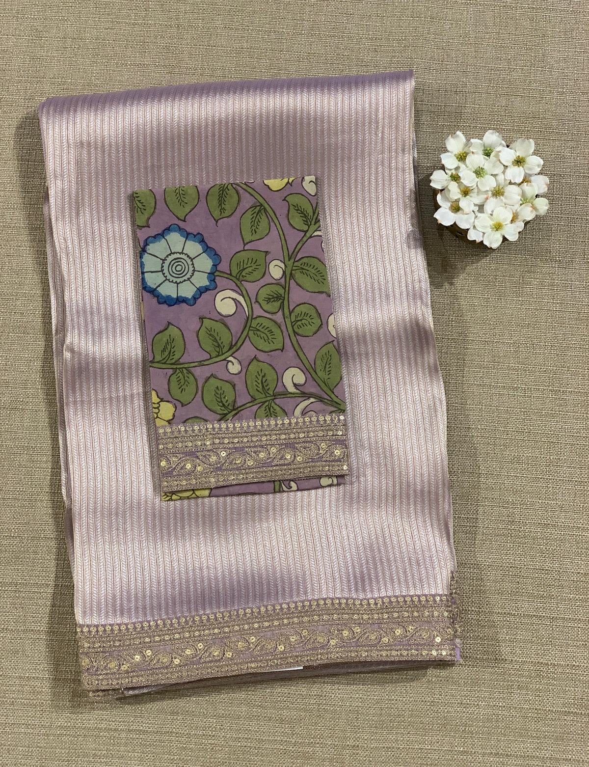 Lilac Banarasi brocade with sabyasachi borders and pen kalamkari Blouses