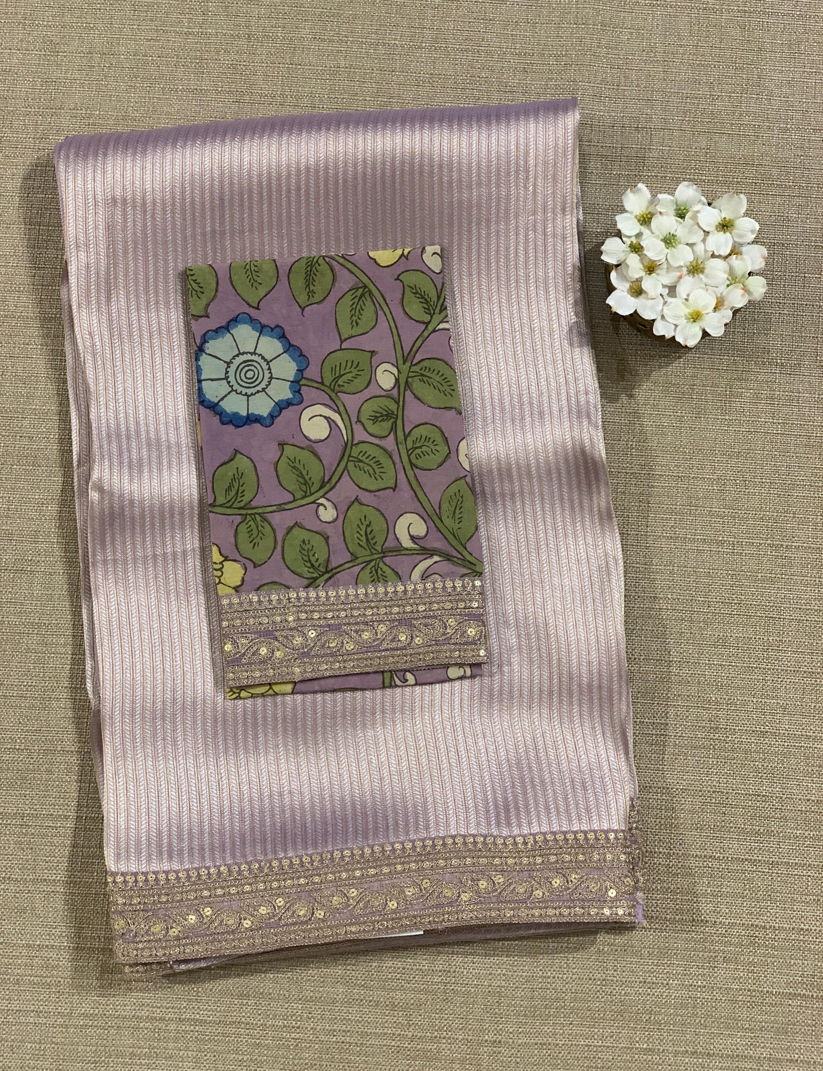 Lilac Banarasi brocade with sabyasachi borders and pen kalamkari Blouses