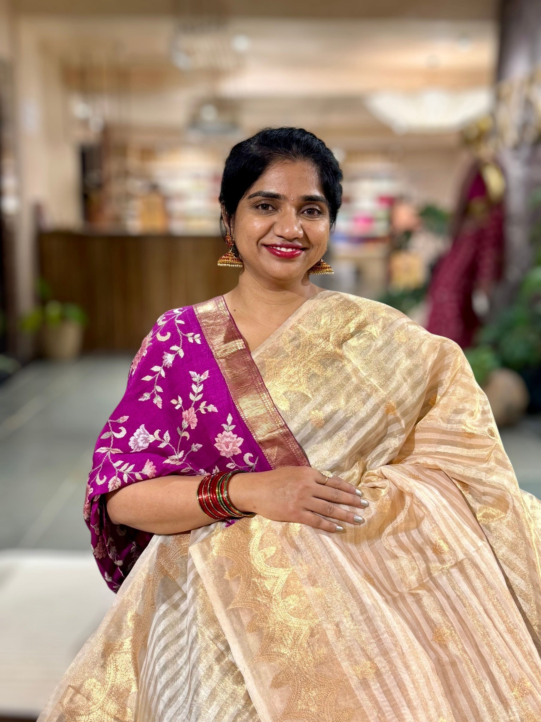 Golden Banarasi Tissue Silk Saree