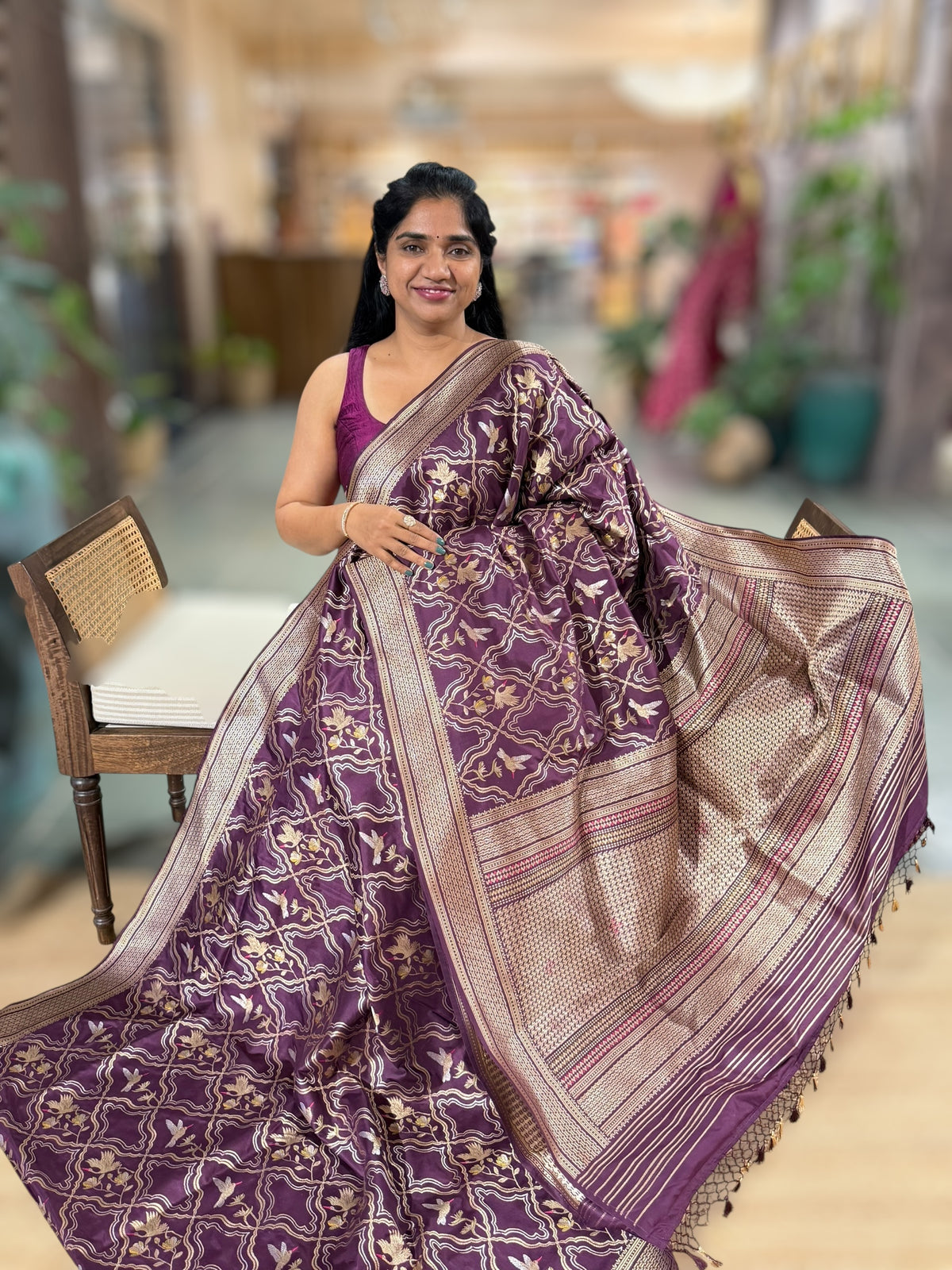 Wine Designer Banarasi Silk Saree