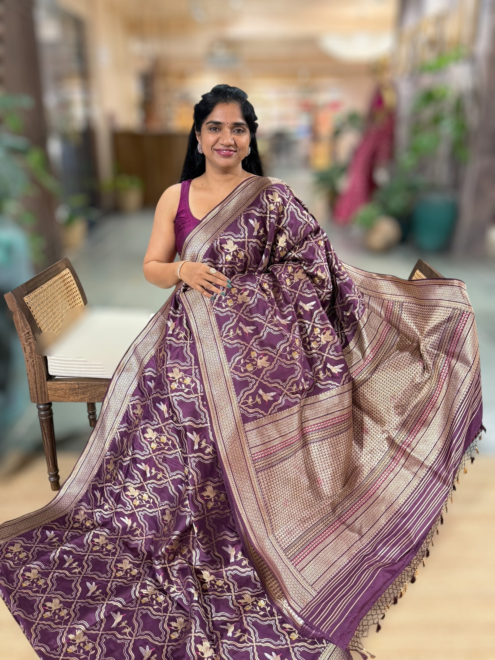 Wine Designer Banarasi Silk Saree
