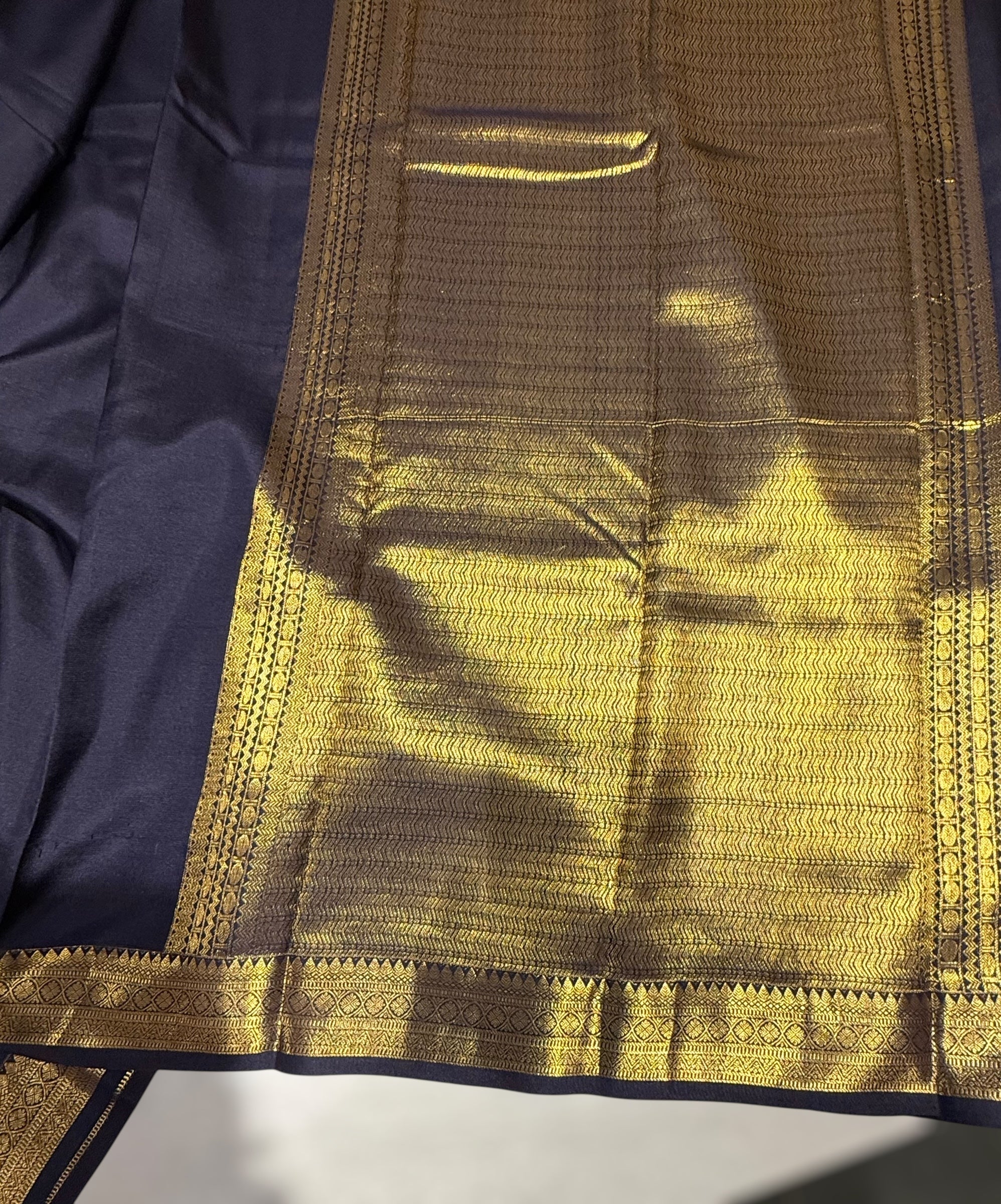 Midnight Blue Kanchi Vintage Saree with Petite Point Embroidered Blouse