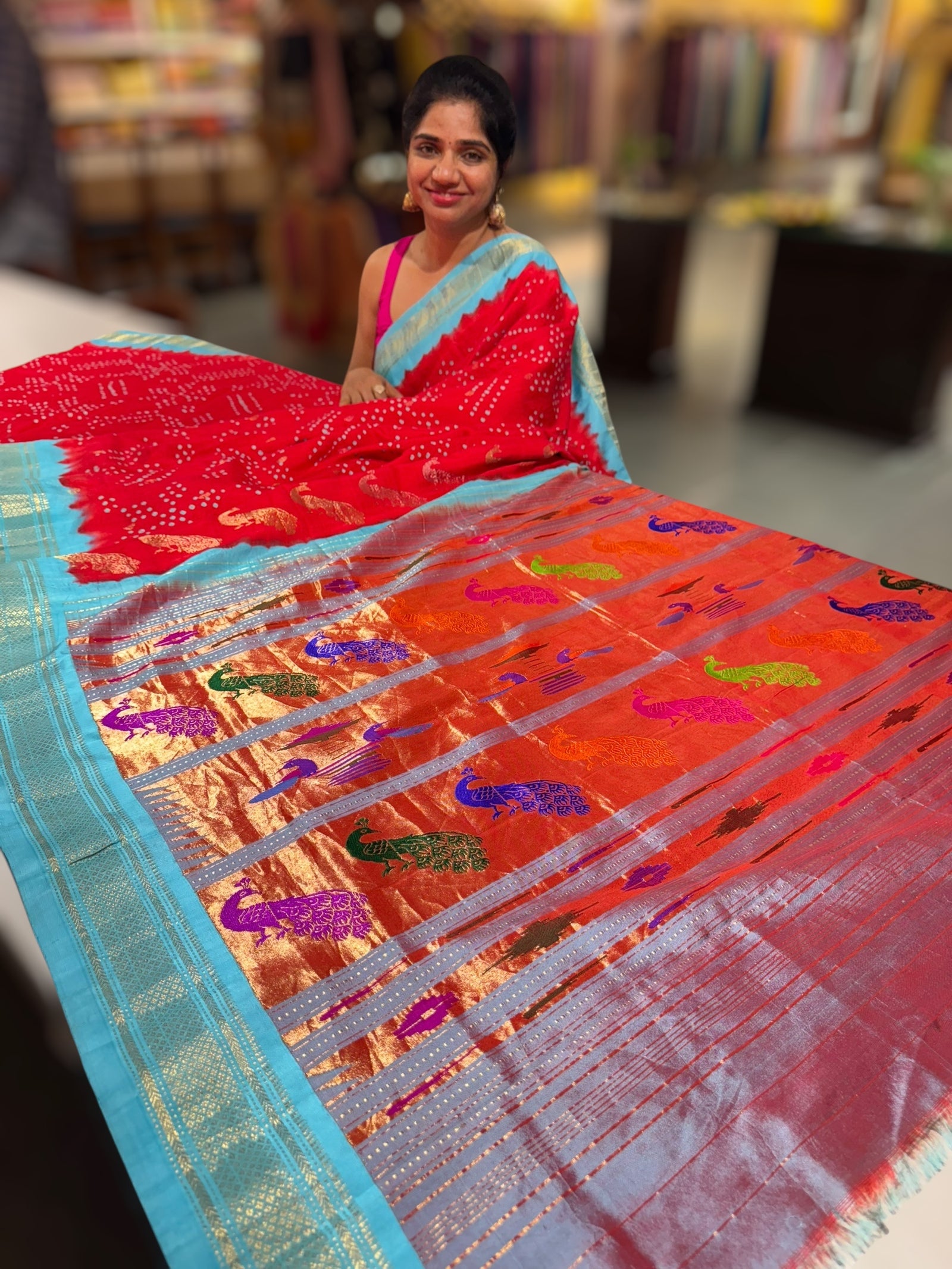 Pure handloom Bandhini paithani saree