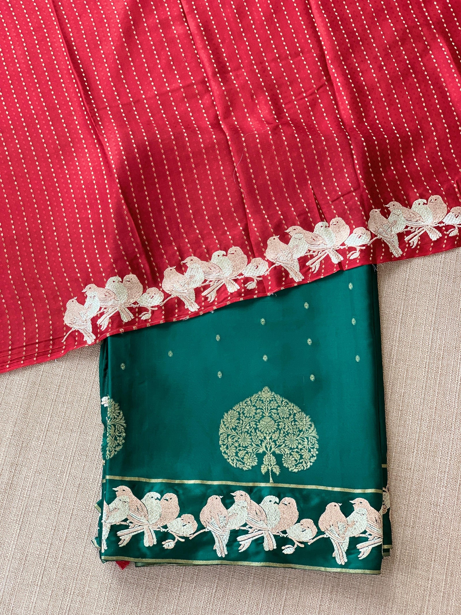 Bottle Green Mysore silk saree with woven motif and embroidered border : D62130
