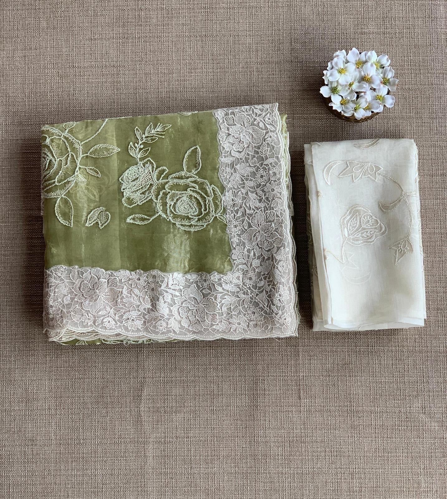 Pista PURE HANDLOOM TISSUE SAREE