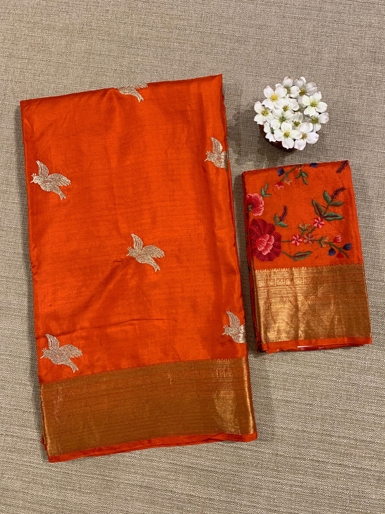 Orange Kanchi Soft Drape Saree