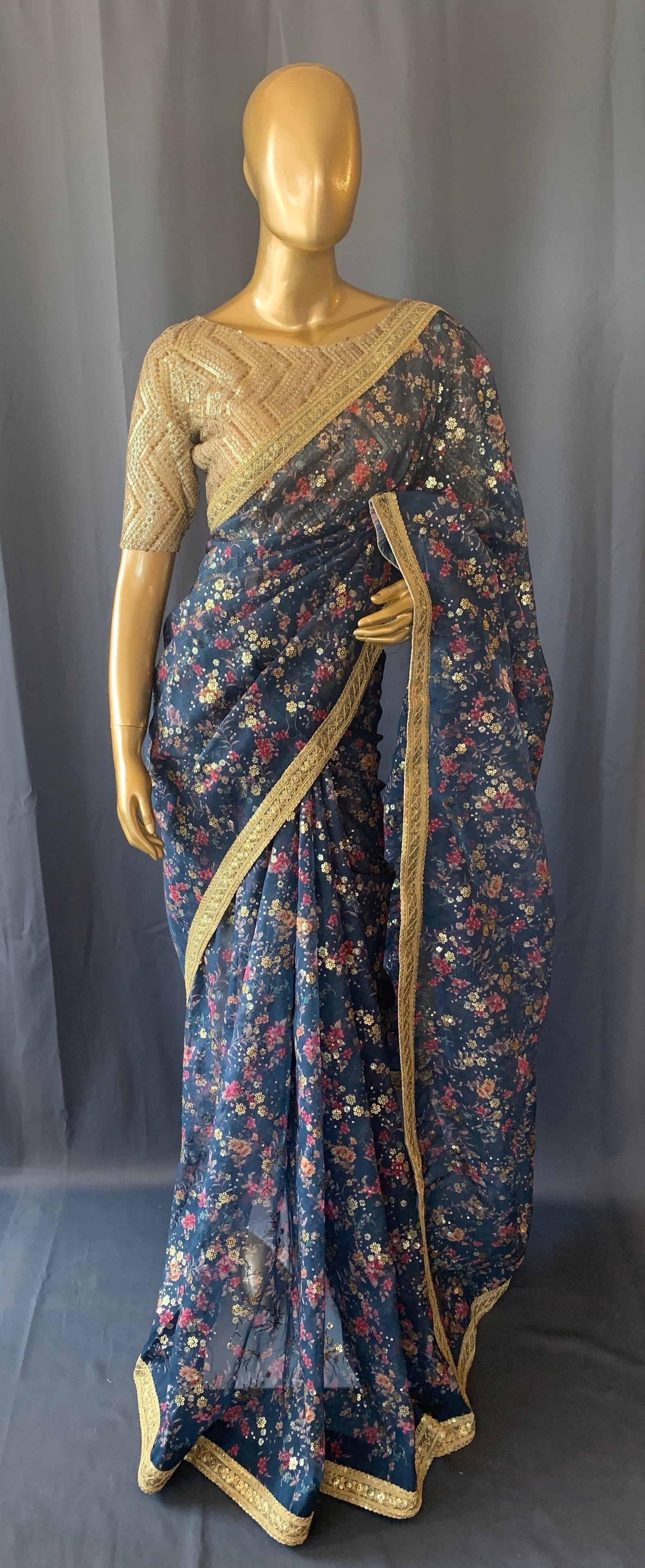 Organza printed Saree with sabhyasachi border : DSCL013