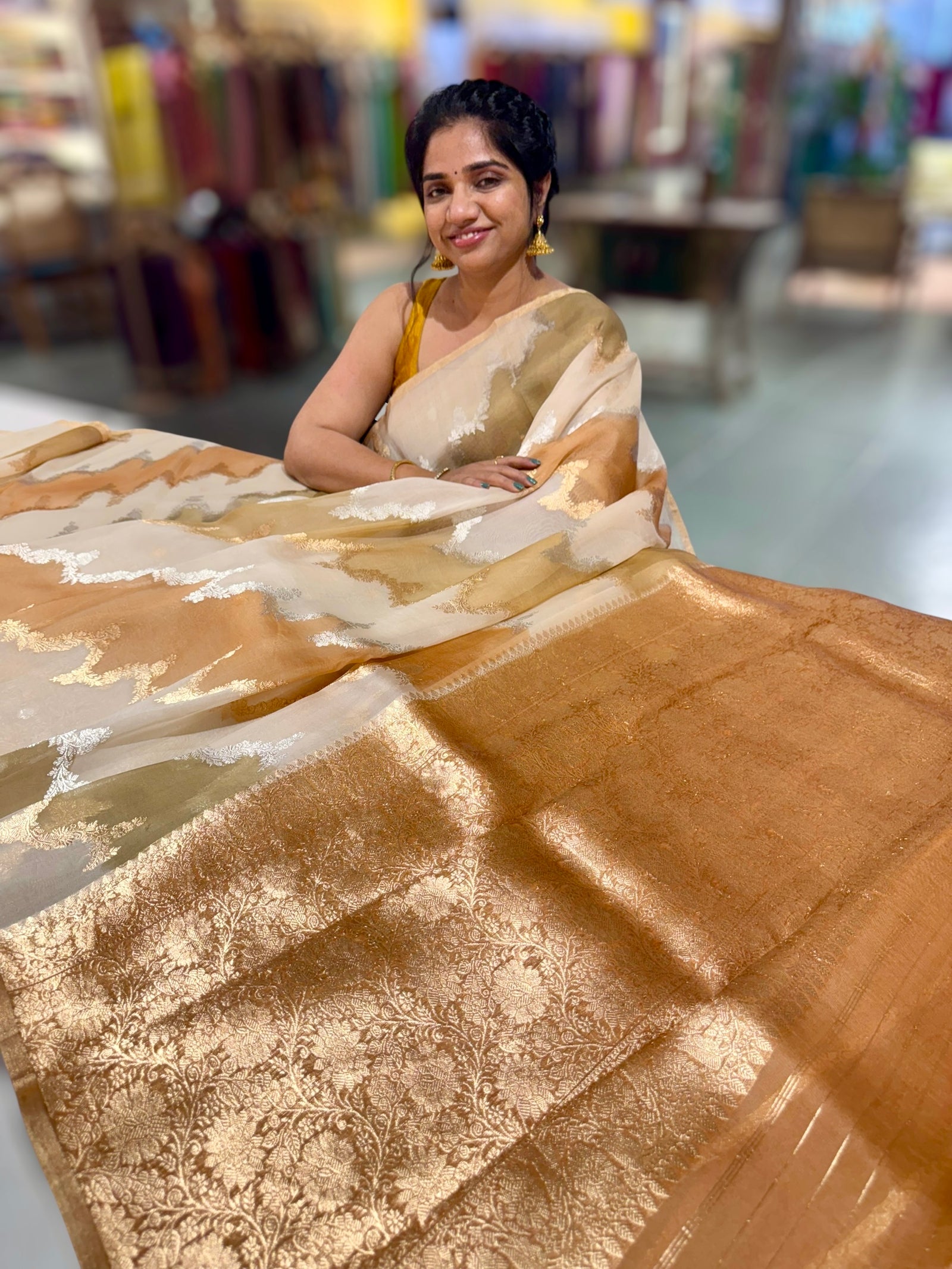 Kora Banarasi Saree in half & half style