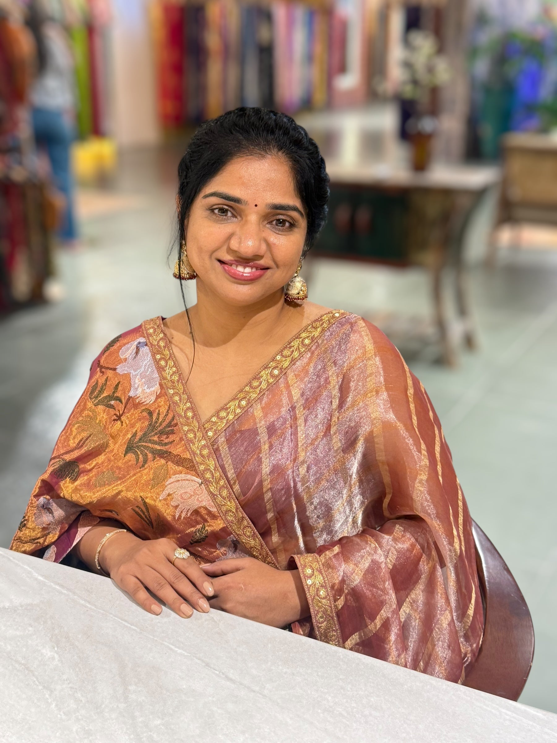 Onion Pink Banarasi Tissue checks Saree with Sabyasachi Borders