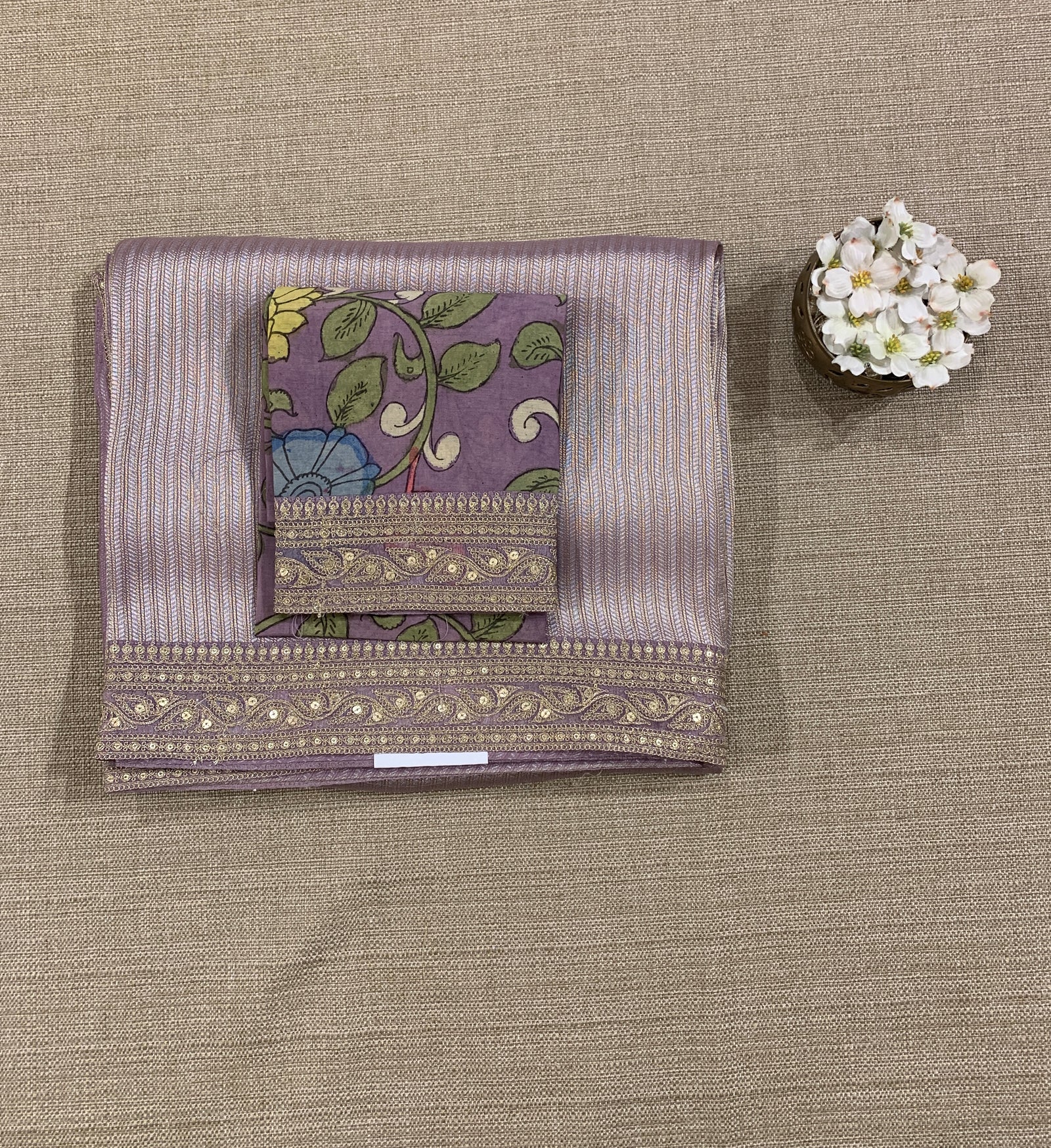 Lilac Banarasi tonchoi with pen kalamkari Blouses