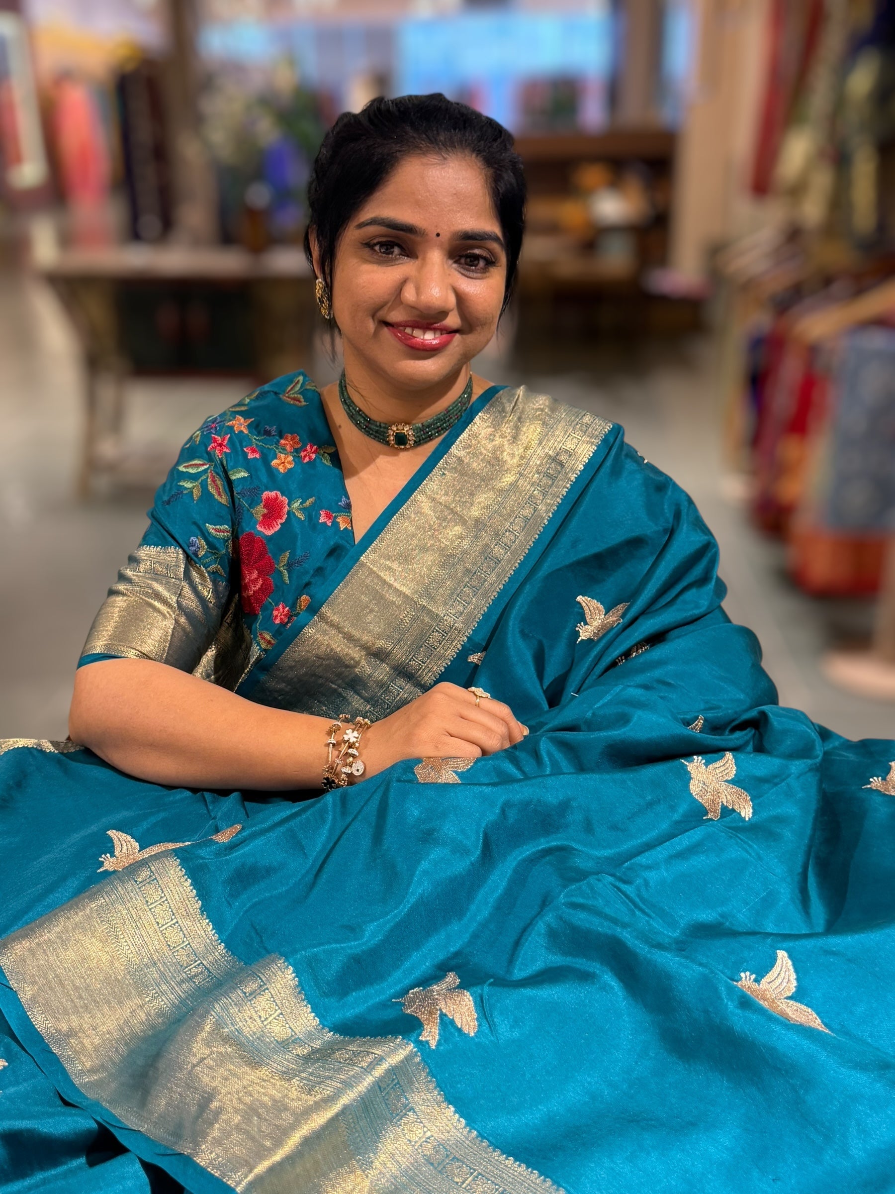 Peacock Blue Kanchi Soft Drape Saree
