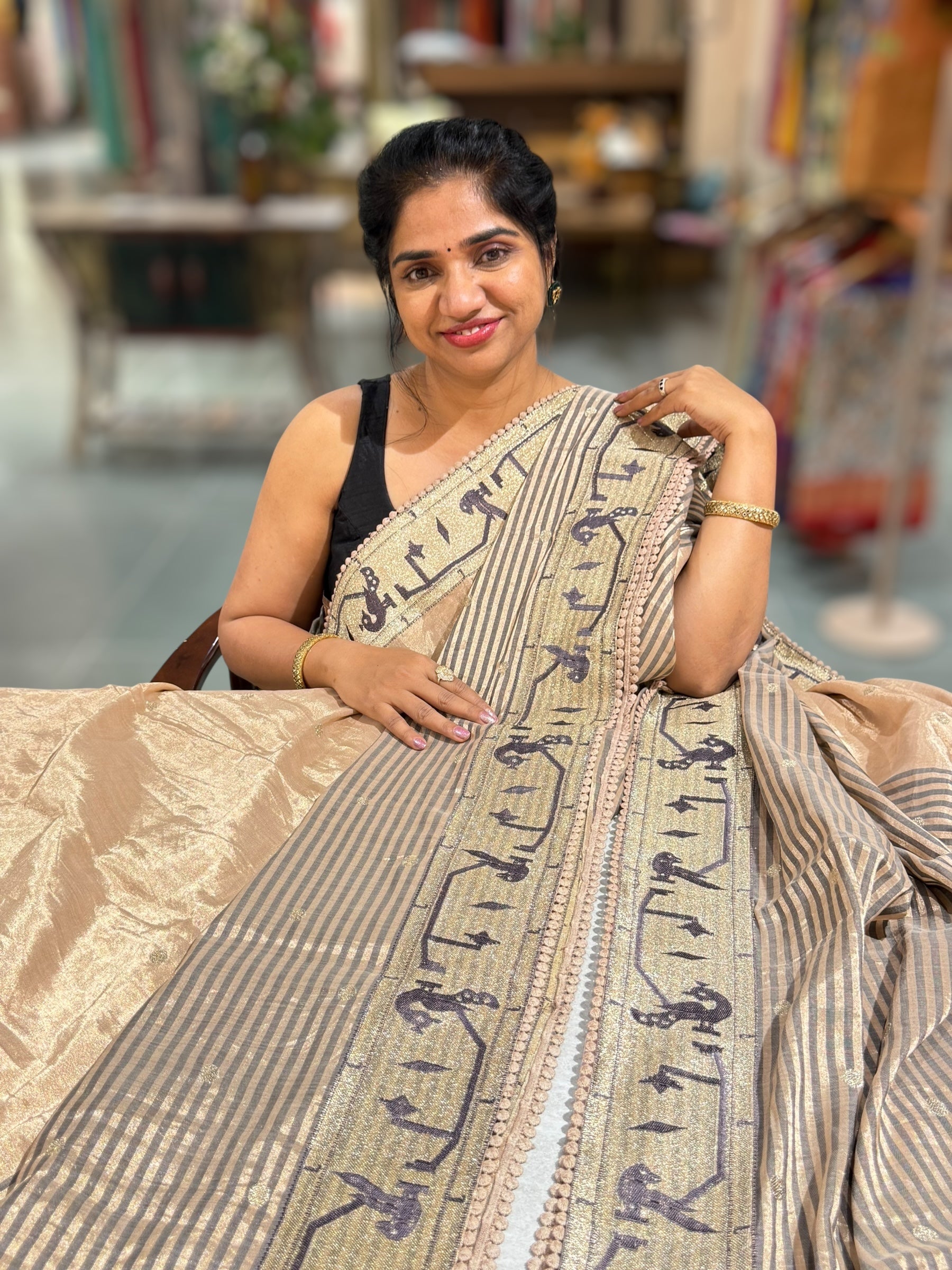 Mauve undertone Beige kanchi Tissue