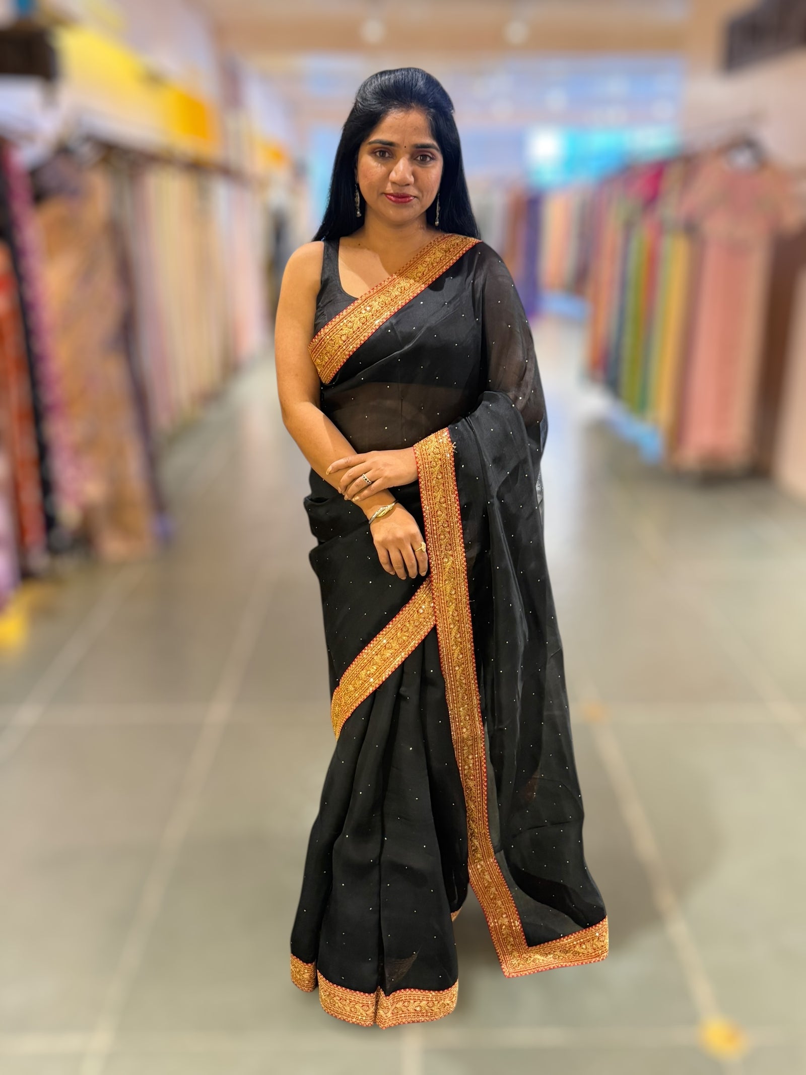 Black Organza with sabyasachi borders