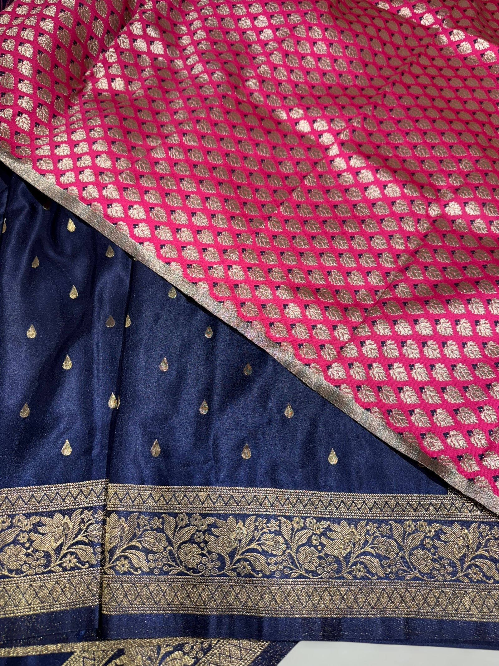 Navy Mashru Silk Saree