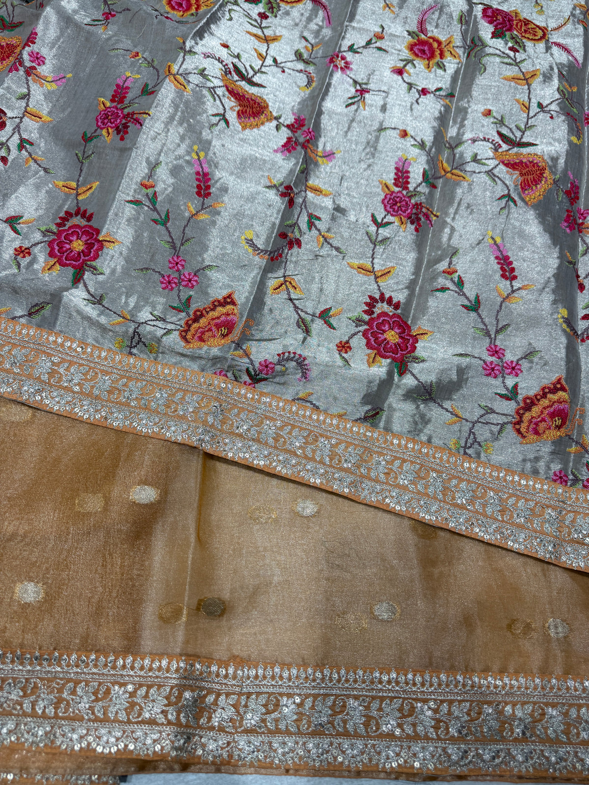 Light Orange  Banarasi Tissue Saree : S62F225