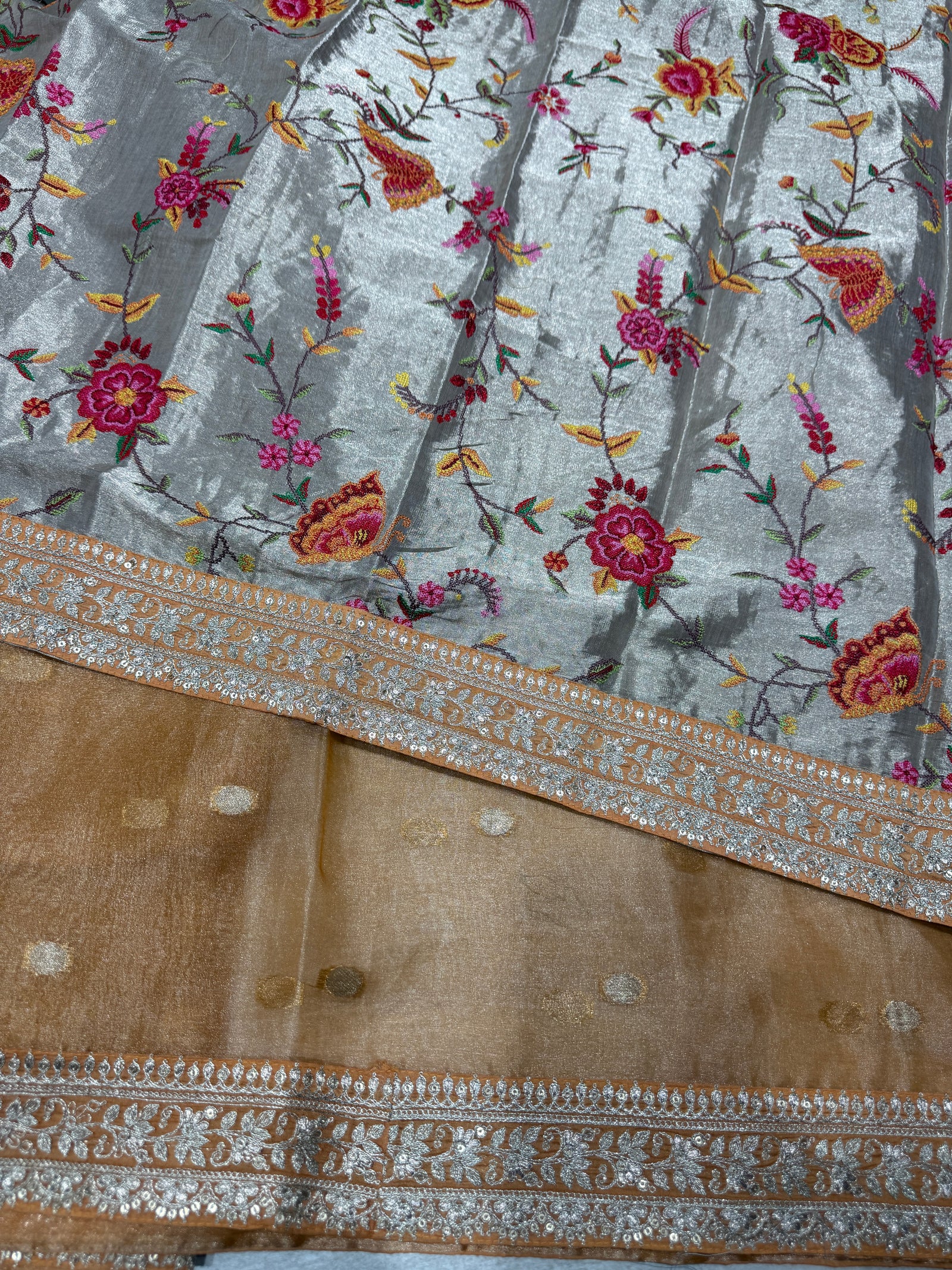 Light Orange  Banarasi Tissue Saree : S62F225