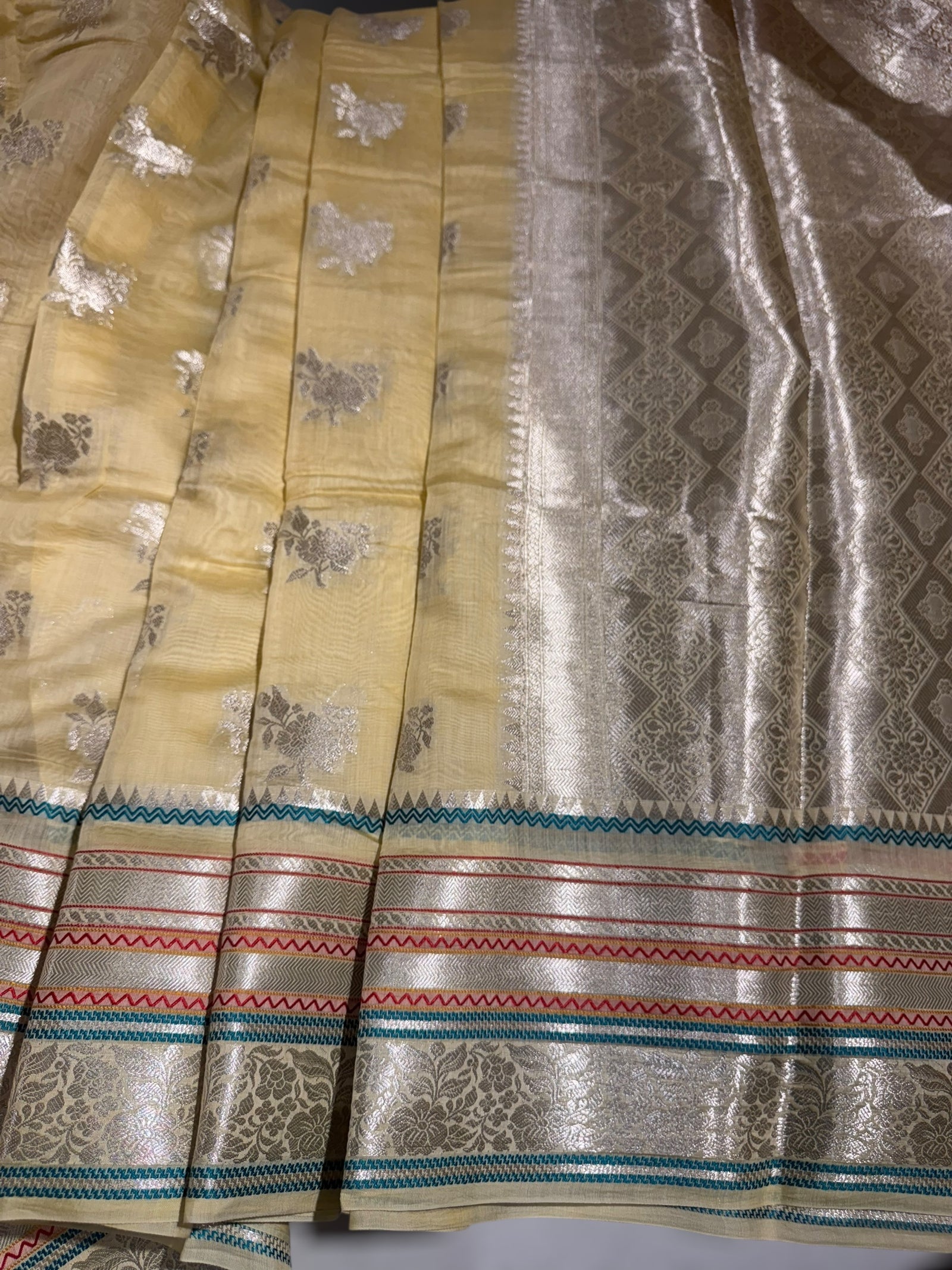 Pastel Yellow Banarasi Mul Silk Cotton Saree