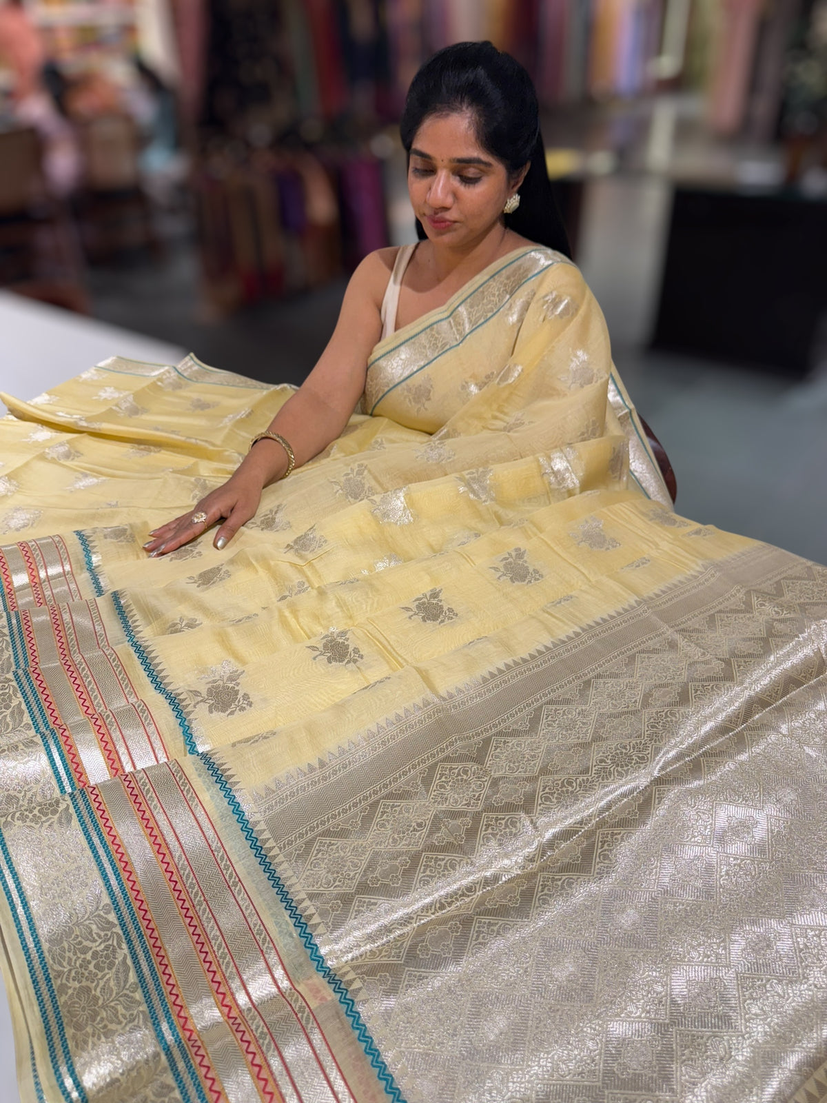 Pastel Yellow Banarasi Mul Silk Cotton Saree