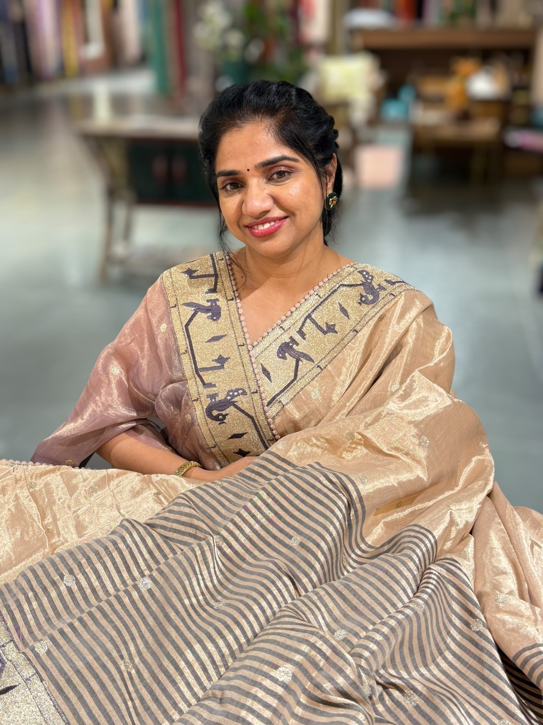 Mauve undertone Beige kanchi Tissue