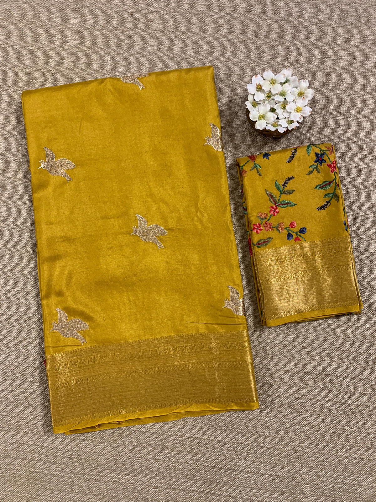 Mustard Kanchi Soft Drape Saree